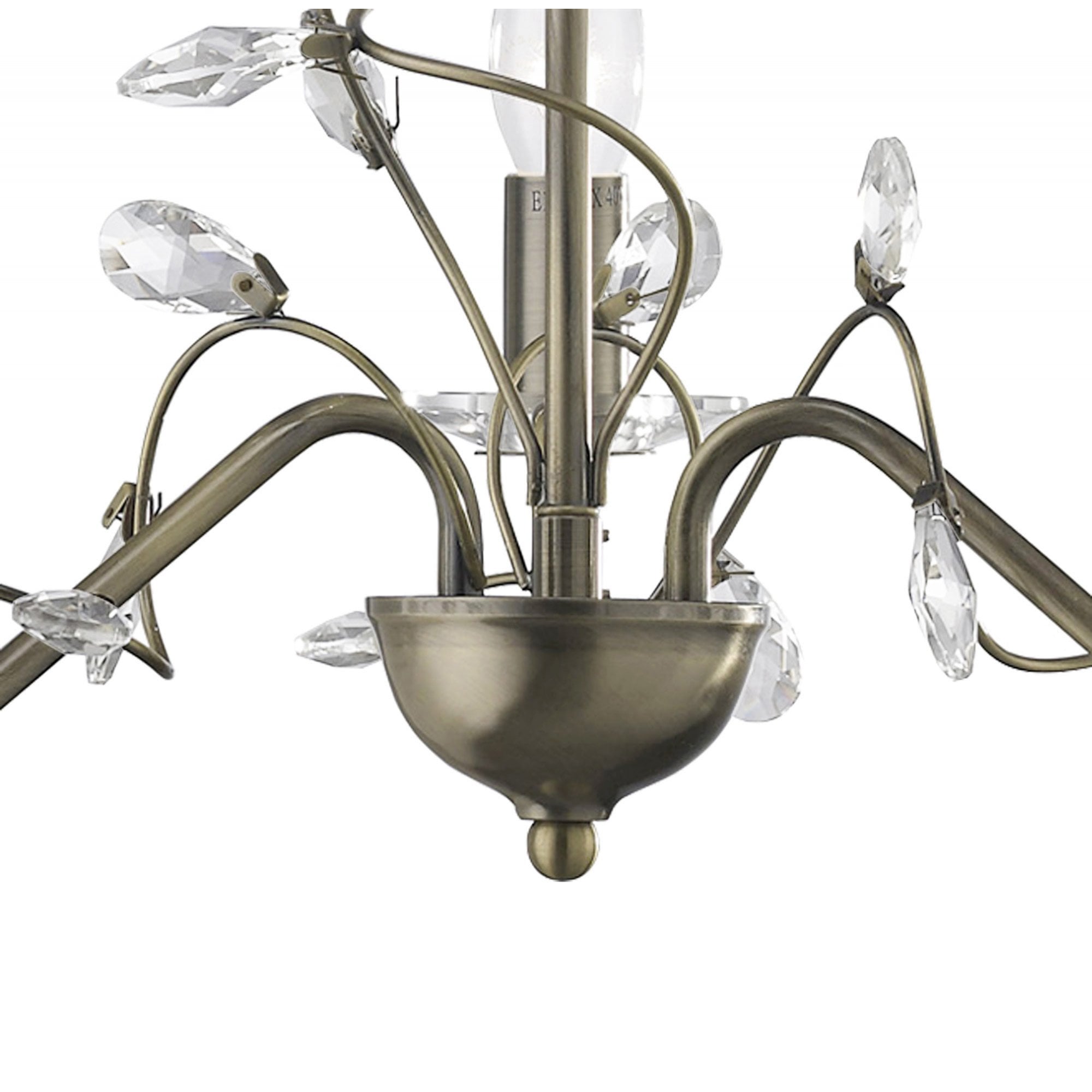 Diyas IL31223 Willow Pendant 3 Without Shade Light Antique Brass/Crystal