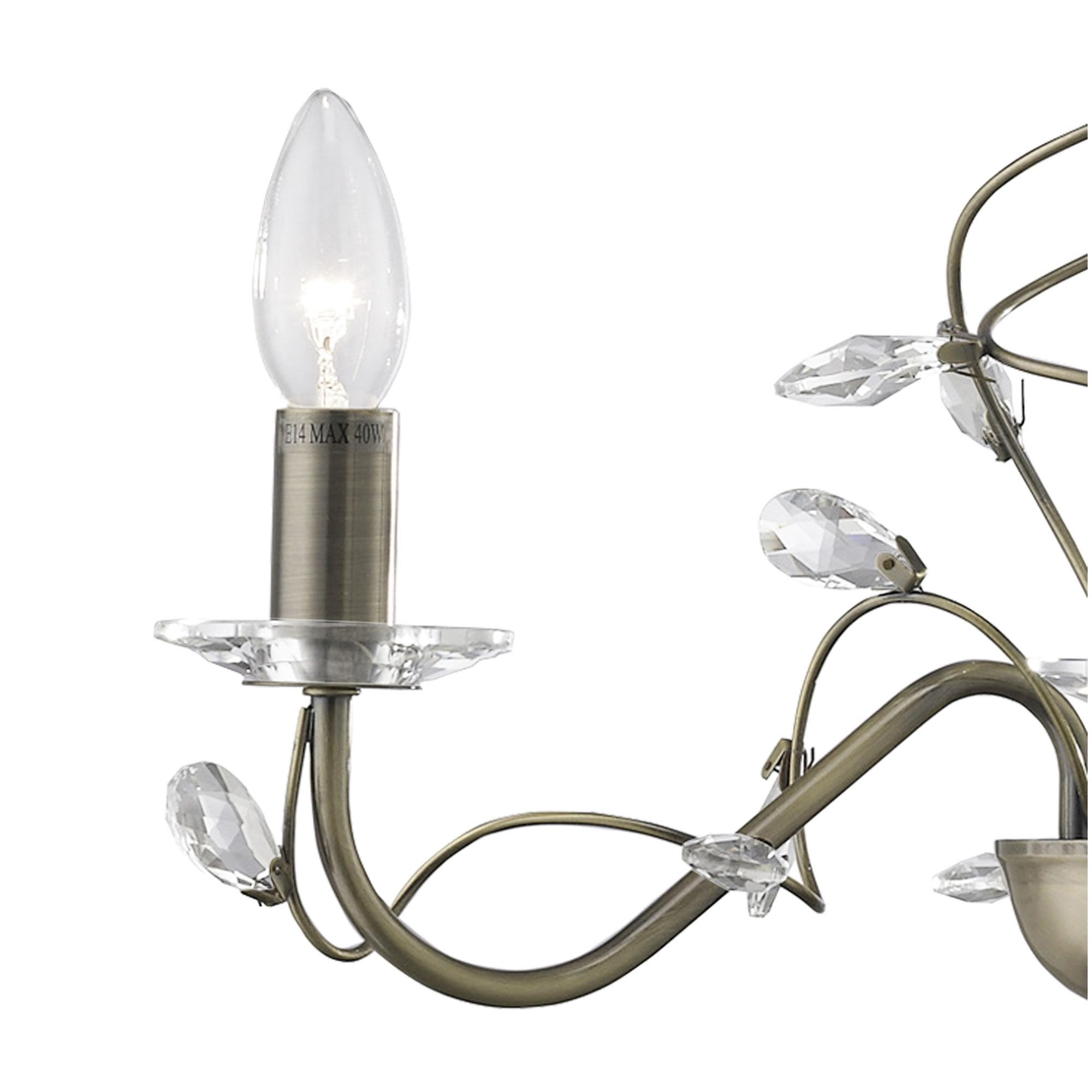 Diyas IL31223 Willow Pendant 3 Without Shade Light Antique Brass/Crystal