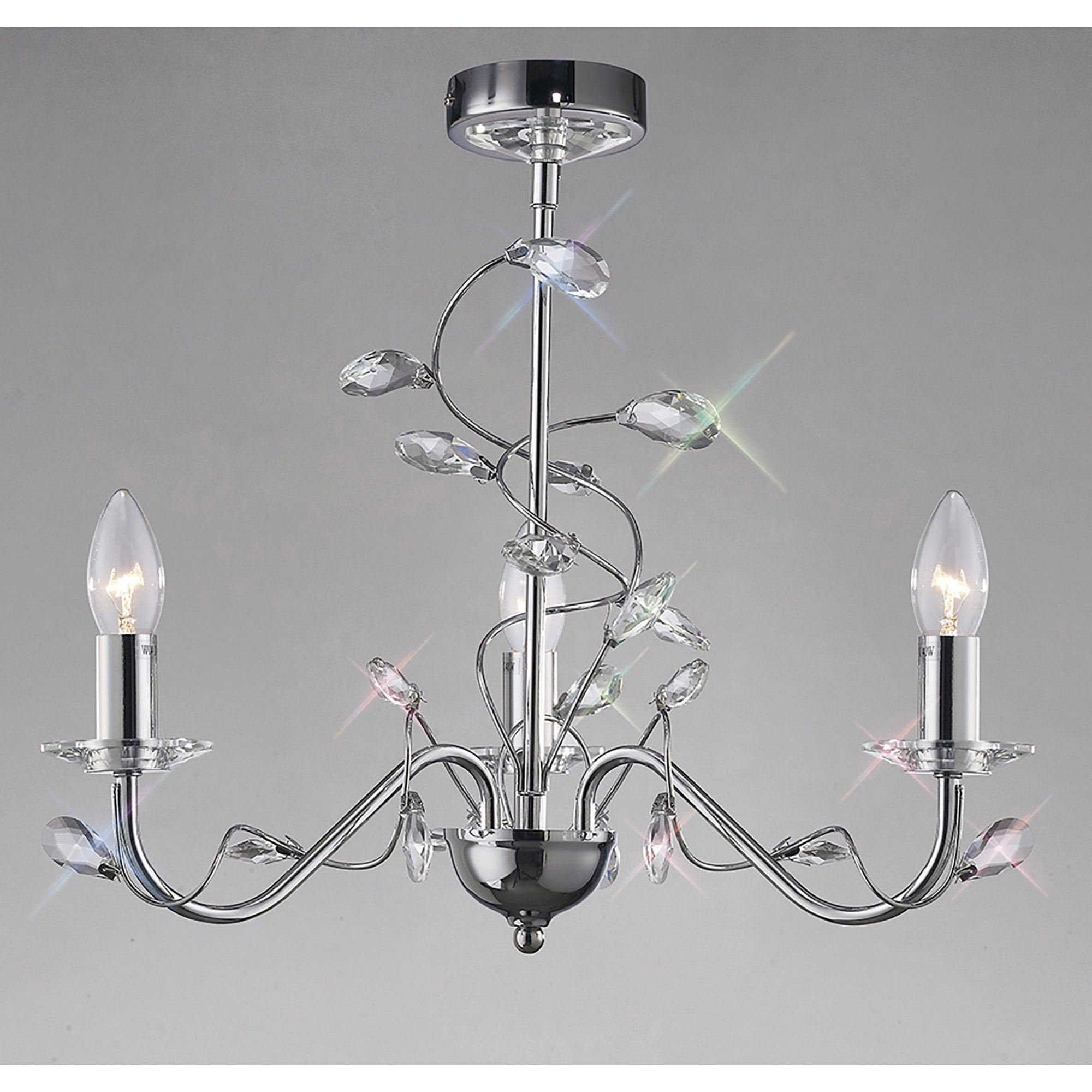 Diyas IL31213 Willow Pendant Without Shade 3 Light Polished Chrome/Crystal