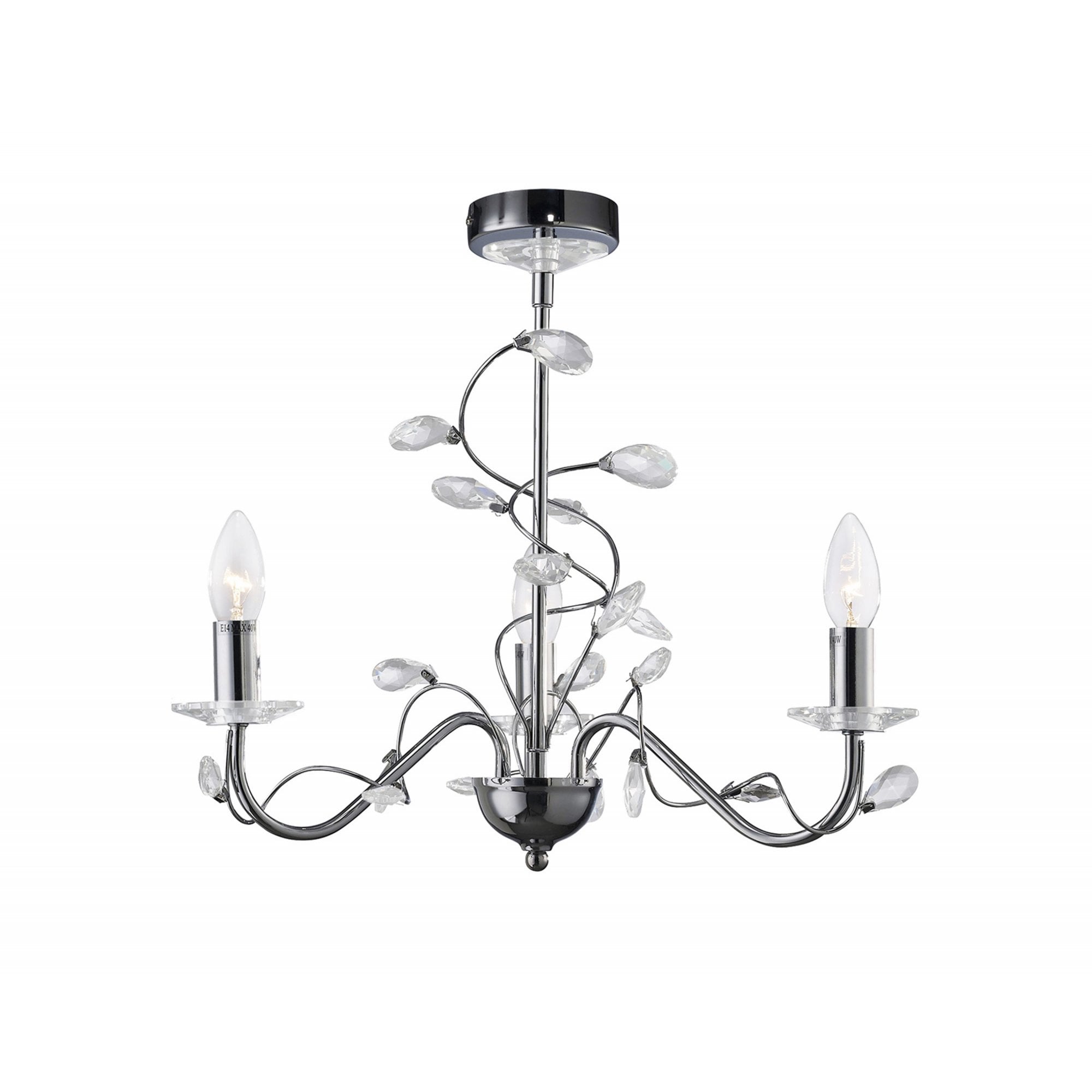 Diyas IL31213 Willow Pendant Without Shade 3 Light Polished Chrome/Crystal