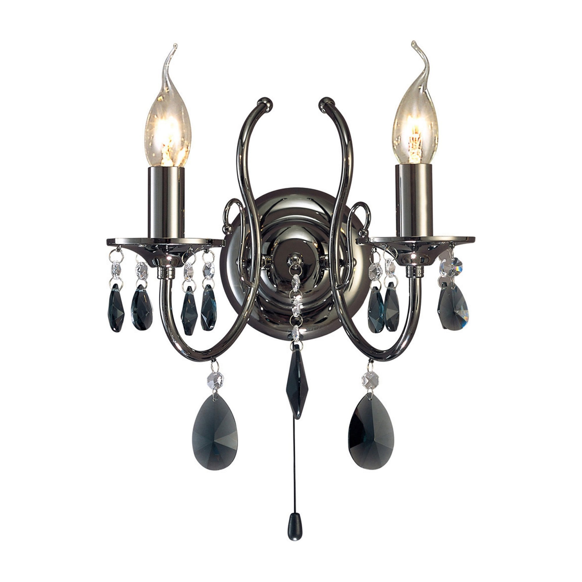 Diyas IL30902 Luna Wall Light 2 Light Black Chrome/Crystal