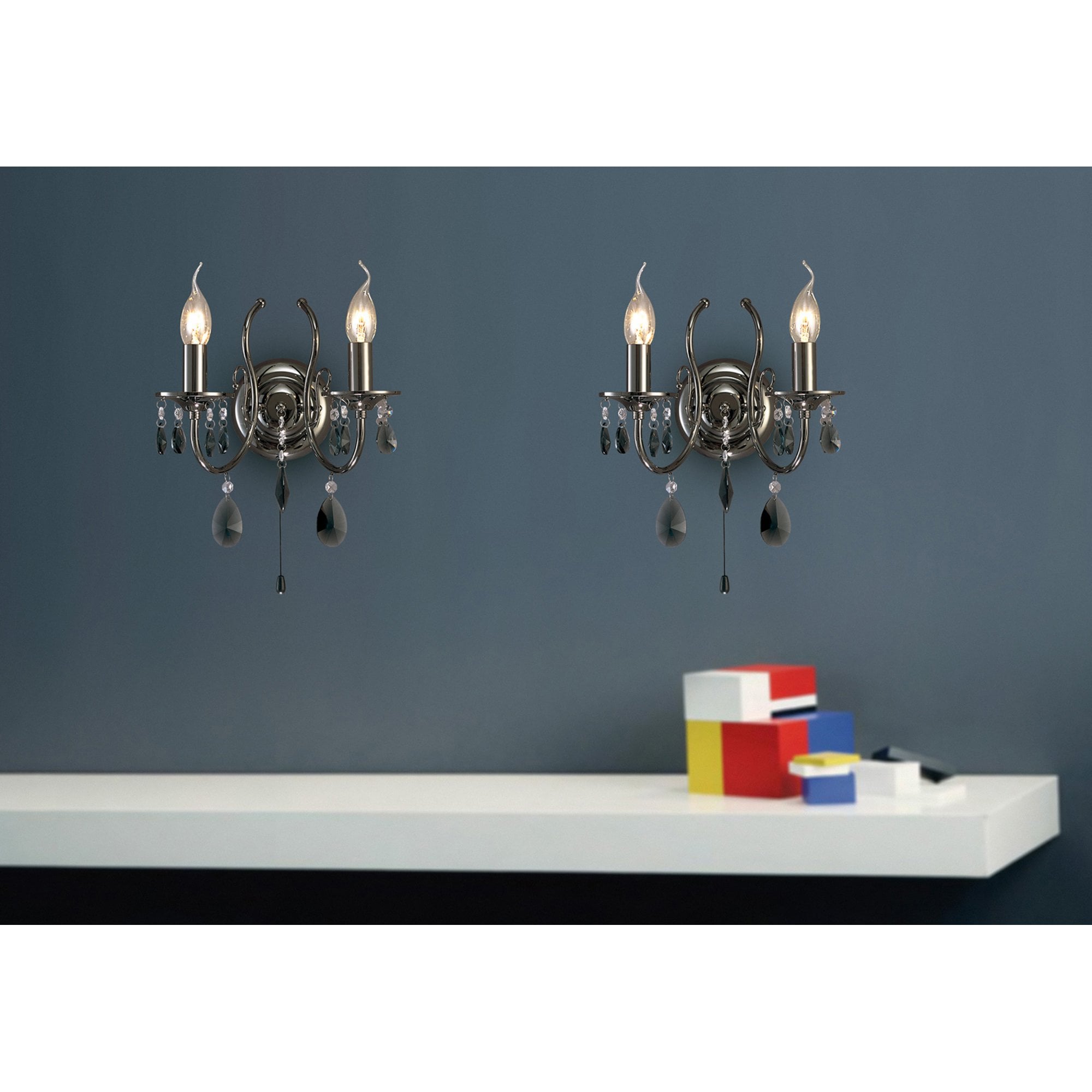 Diyas IL30902 Luna Wall Light 2 Light Black Chrome/Crystal