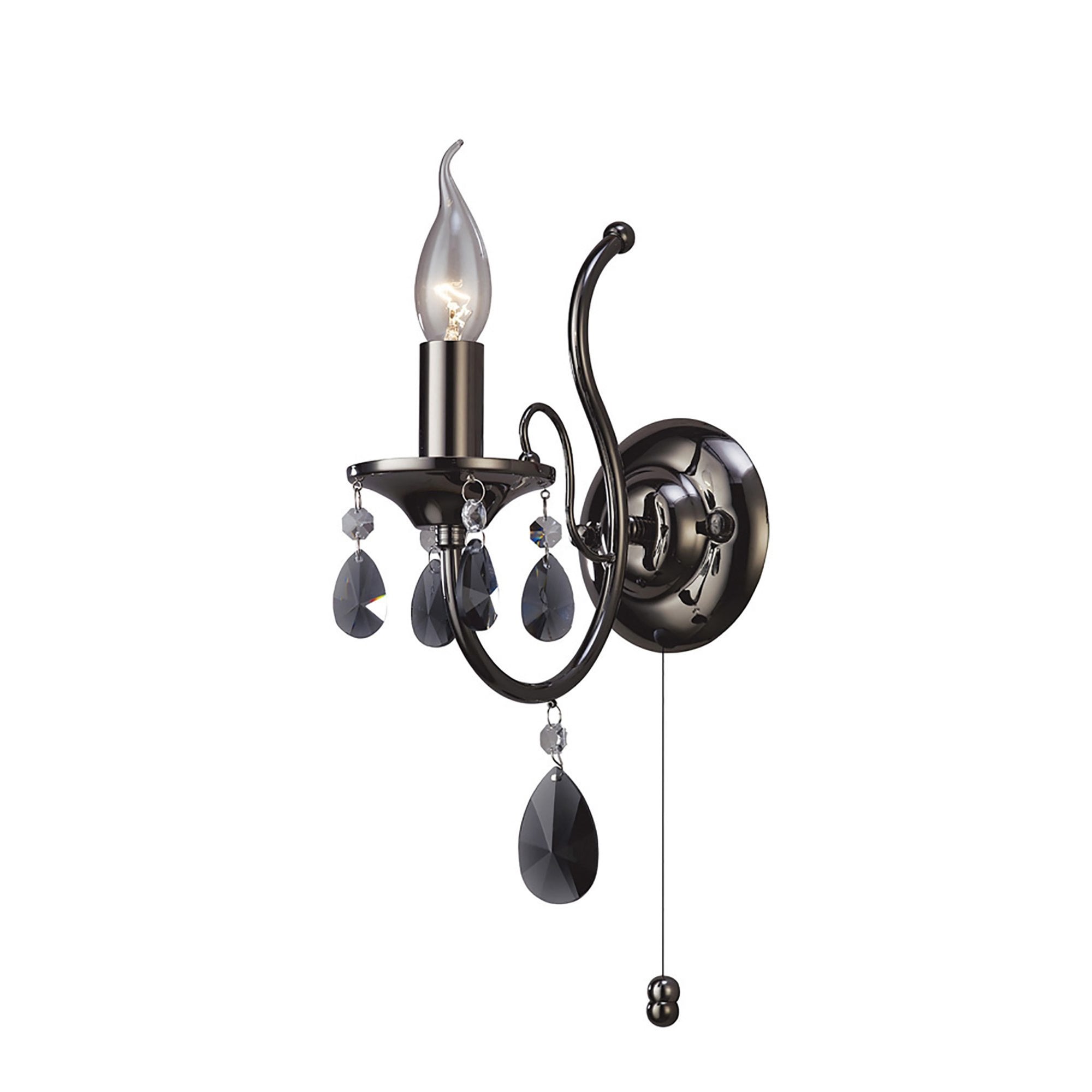 Diyas IL30901 Luna Wall Light 1 Light Black Chrome/Crystal