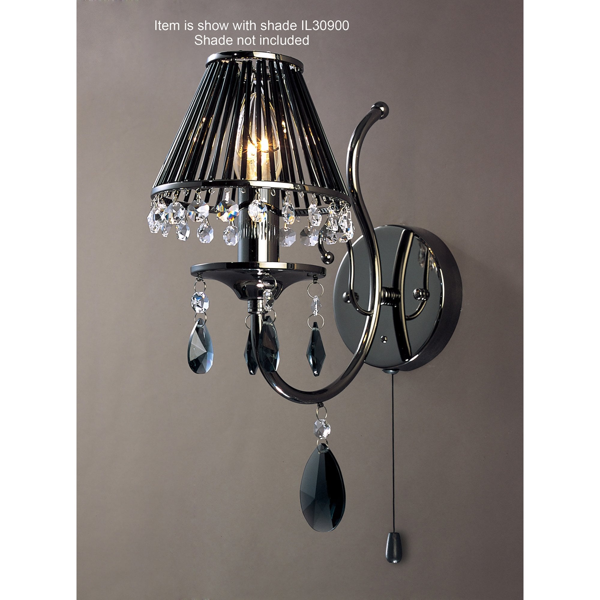 Diyas IL30901 Luna Wall Light 1 Light Black Chrome/Crystal