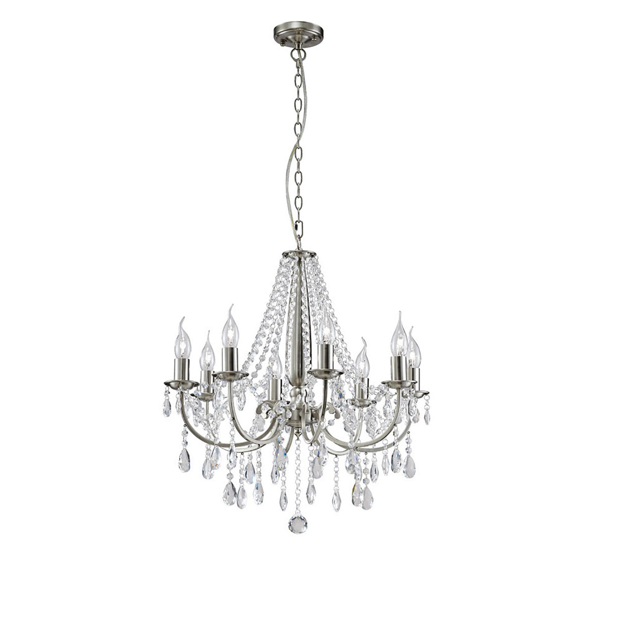 Diyas IL30978 Kyra Pendant 8 Light Satin Nickel/Crystal