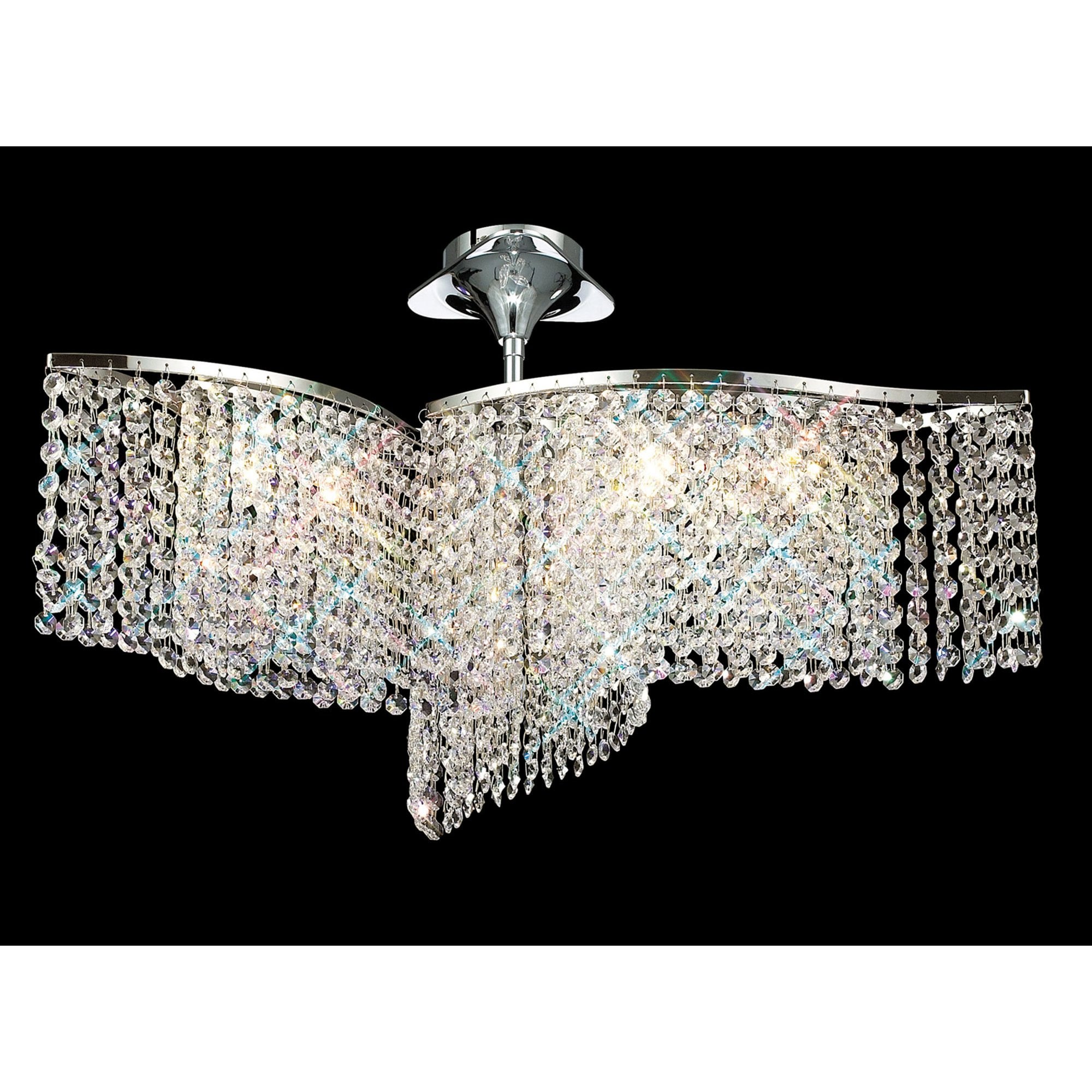 Diyas IL30572 Fabio Pendant Semi-Flush Convertible 3 Arm 6 Light Polished Chrome/Crystal