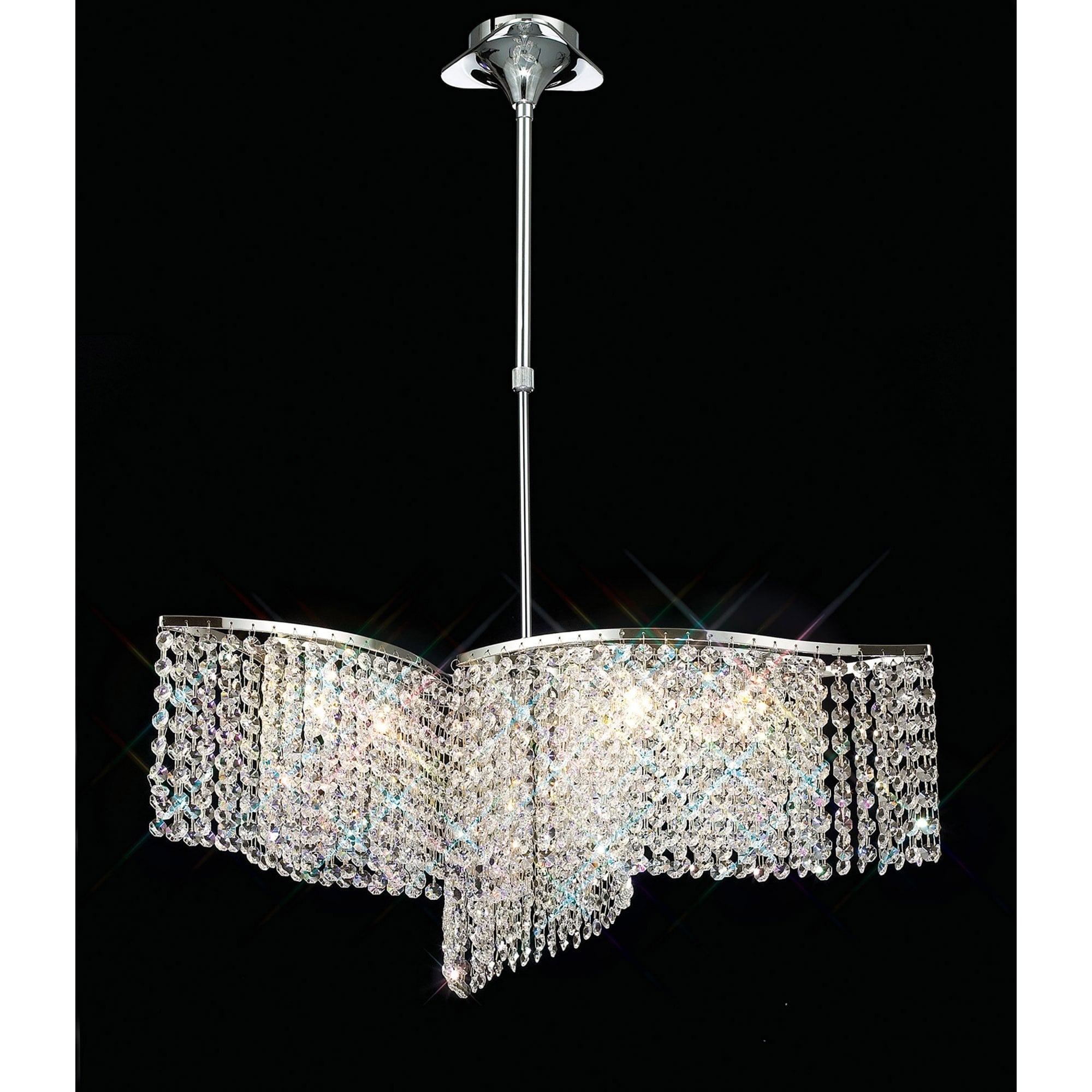 Diyas IL30572 Fabio Pendant Semi-Flush Convertible 3 Arm 6 Light Polished Chrome/Crystal