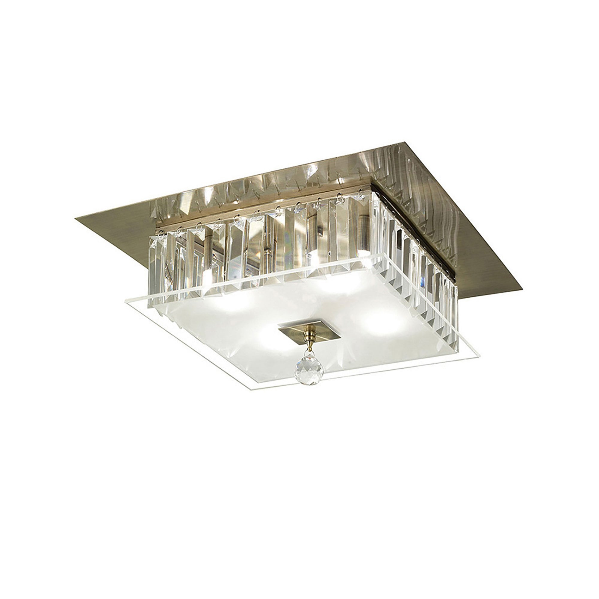 Diyas IL30247 Tosca Ceiling Square 4 Light Antique Brass/Glass/Crystal