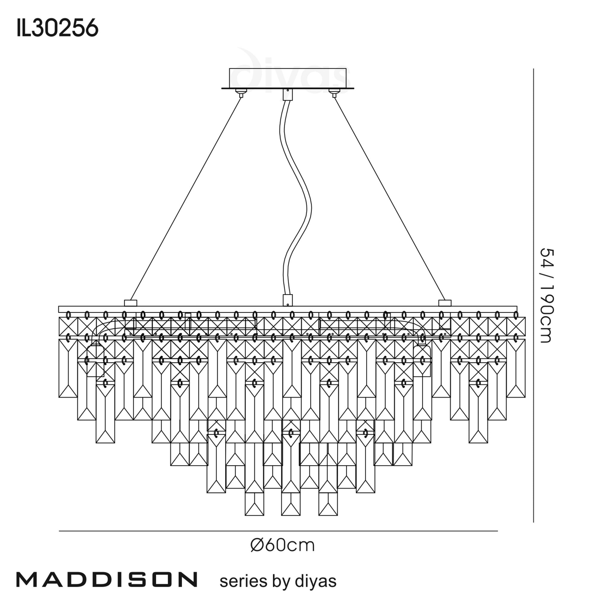 Diyas IL30256 Maddison Pendant Round 8 Light G9 Polished Chrome/Crystal