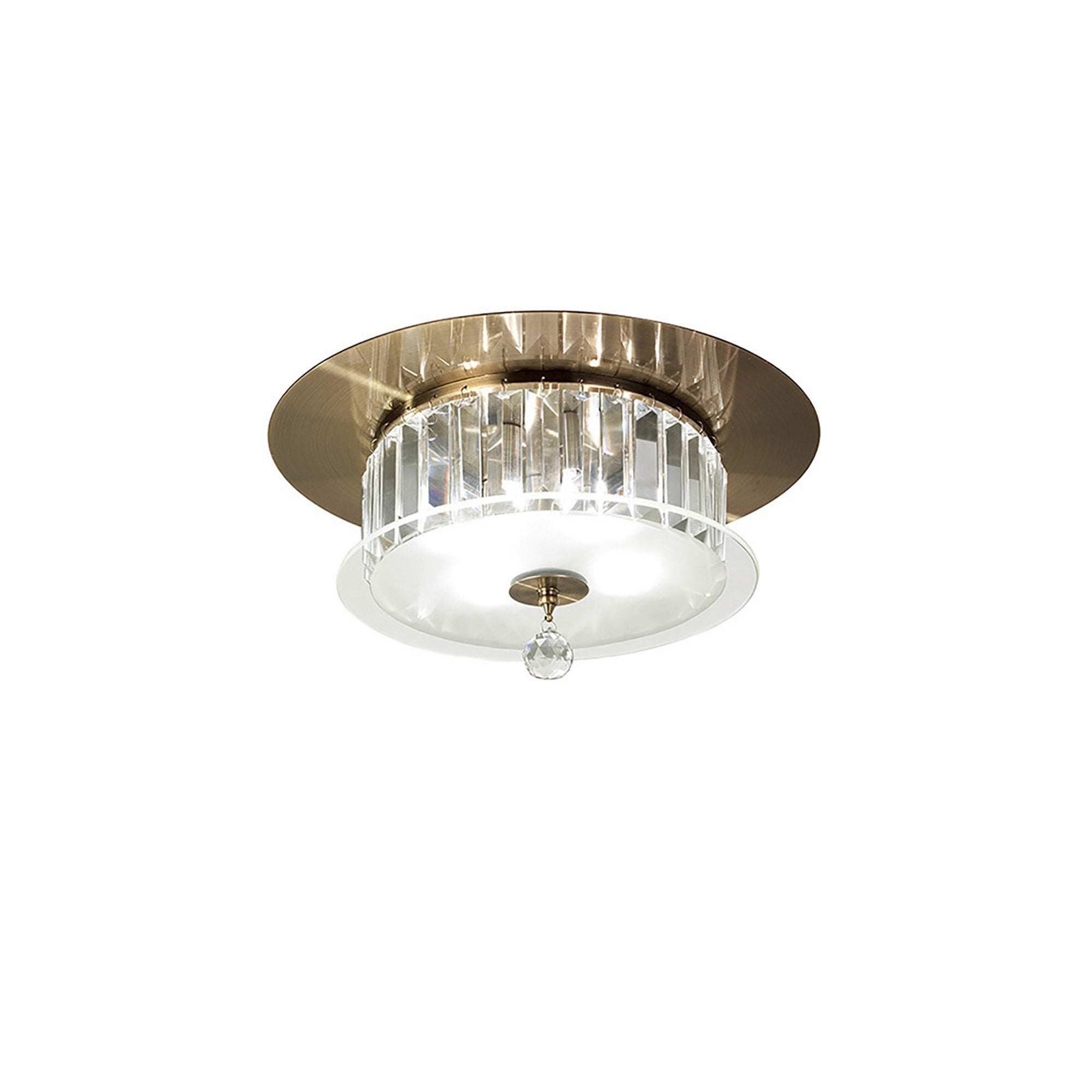 Diyas IL30243 Tosca Ceiling Round 4 Light Antique Brass/Glass/Crystal