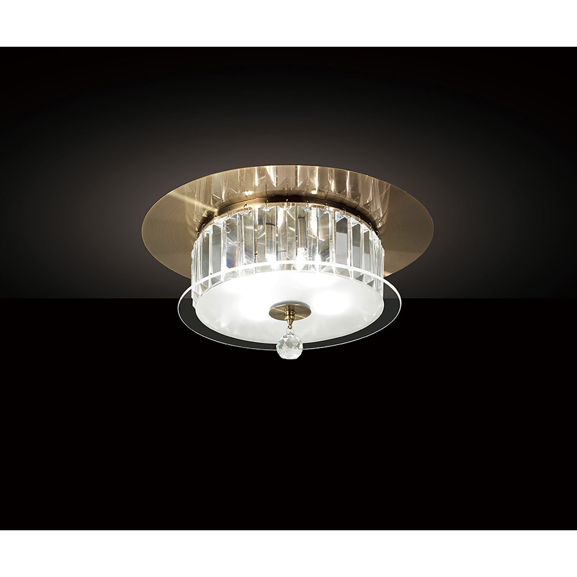 Diyas IL30243 Tosca Ceiling Round 4 Light Antique Brass/Glass/Crystal