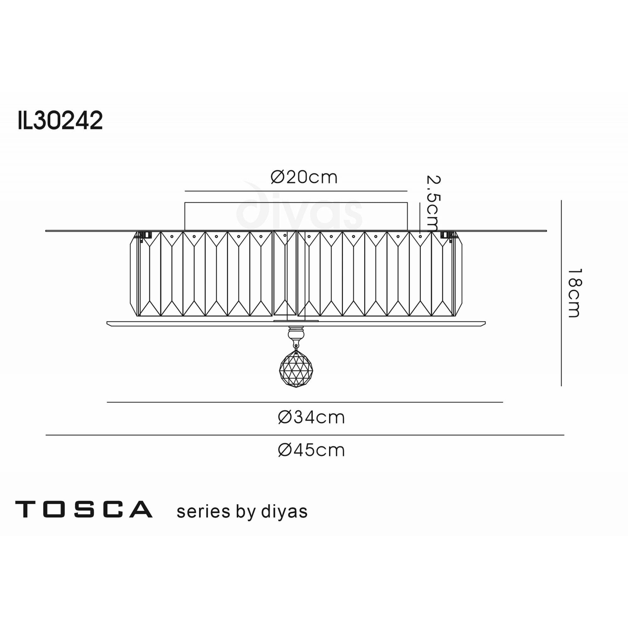 Diyas IL30242 Tosca Ceiling Round 6 Light Polished Chrome/Glass/Crystal