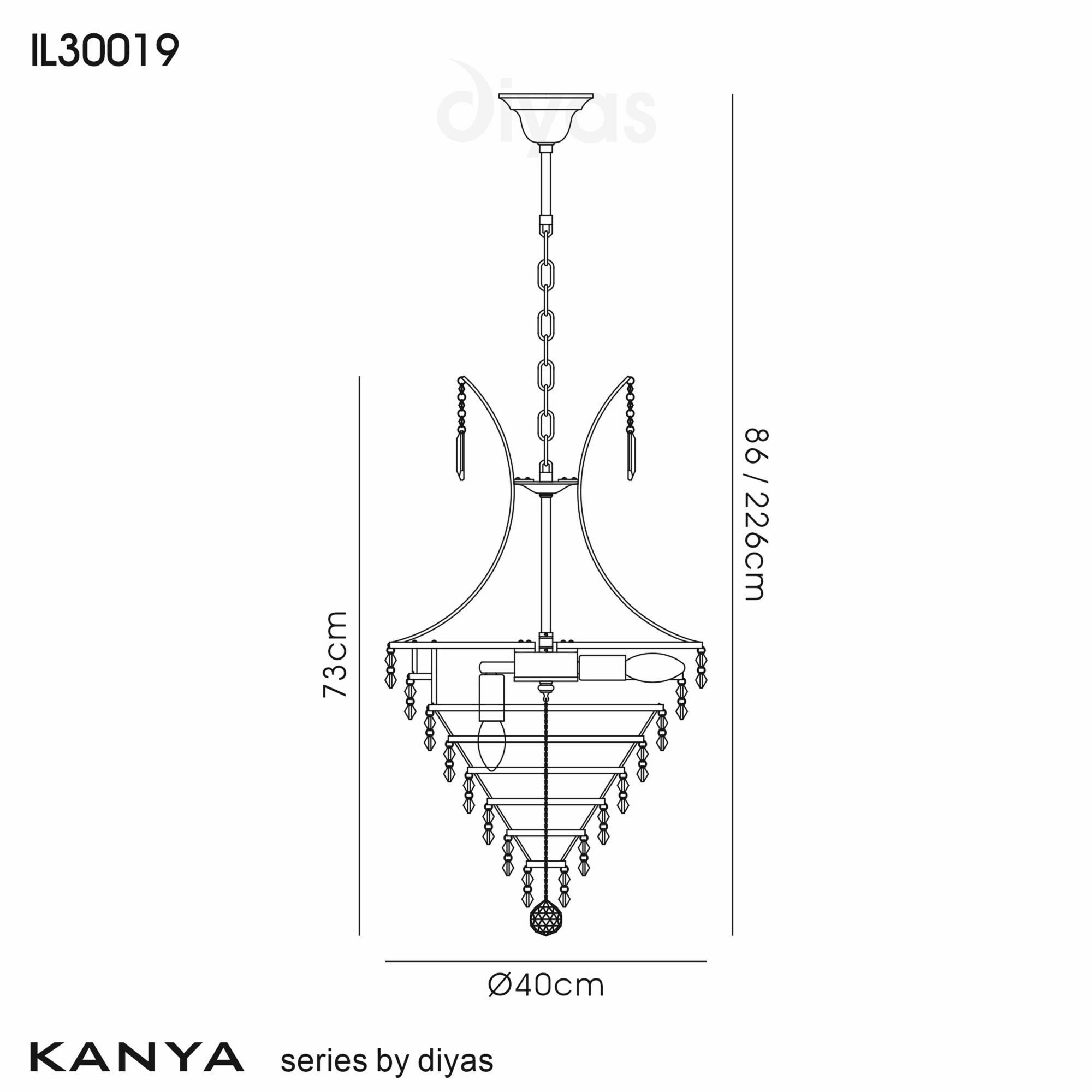 Diyas IL30019 Kanya Pendant 8 Light Polished Chrome/Crystal