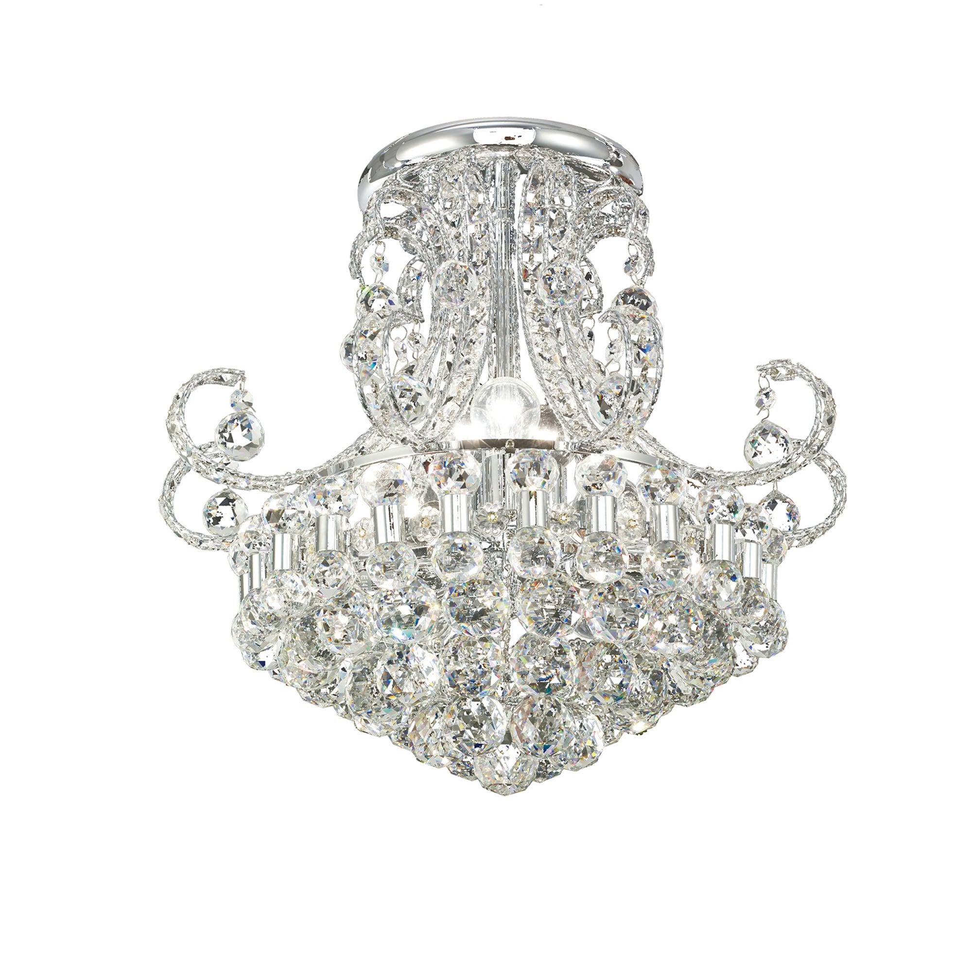 Diyas IL30026 Pearl Ceiling Round 9 Light Polished Chrome/Crystal