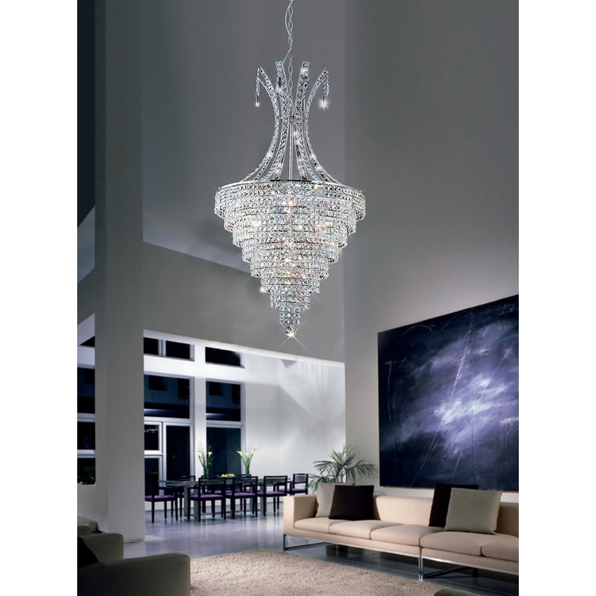 Diyas IL30049 Kanya Pendant 10 Light Polished Chrome/Crystal