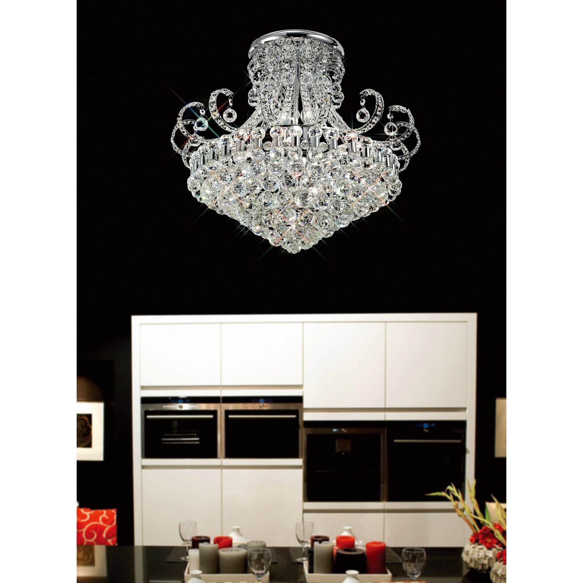 Diyas IL30027 Pearl Ceiling Round 12 Light Polished Chrome/Crystal