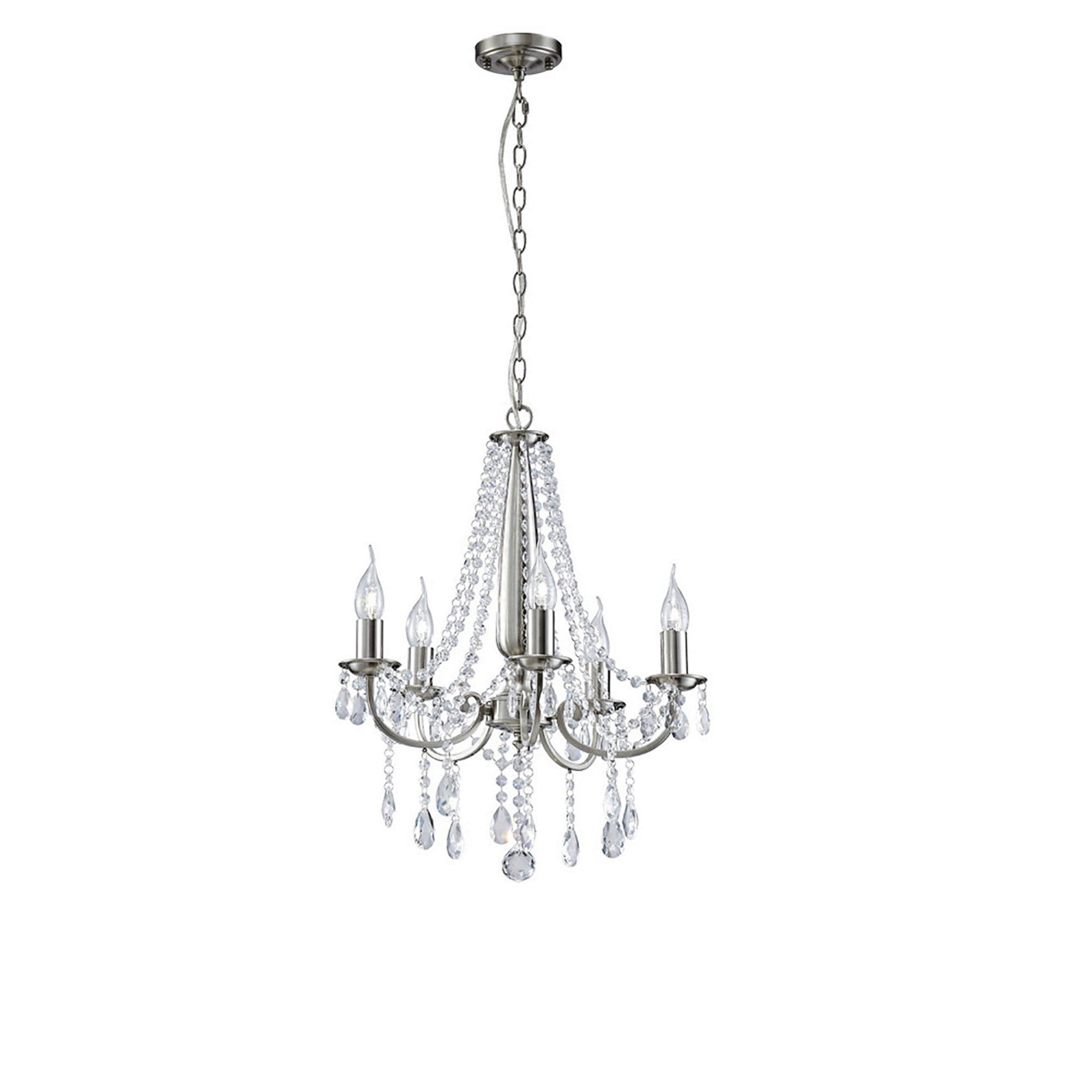 Diyas IL30975 Kyra Pendant 5 Light Satin Nickel/Crystal