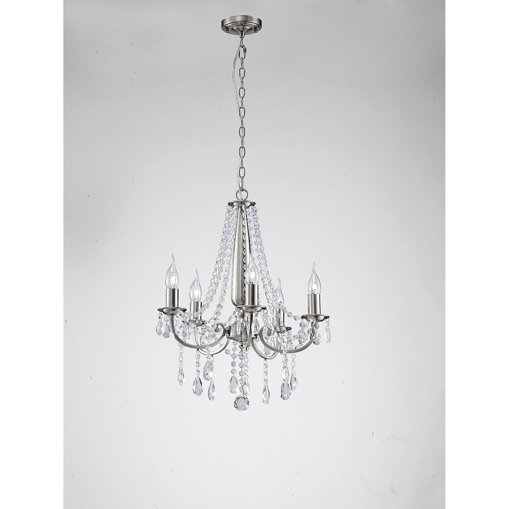 Diyas IL30975 Kyra Pendant 5 Light Satin Nickel/Crystal
