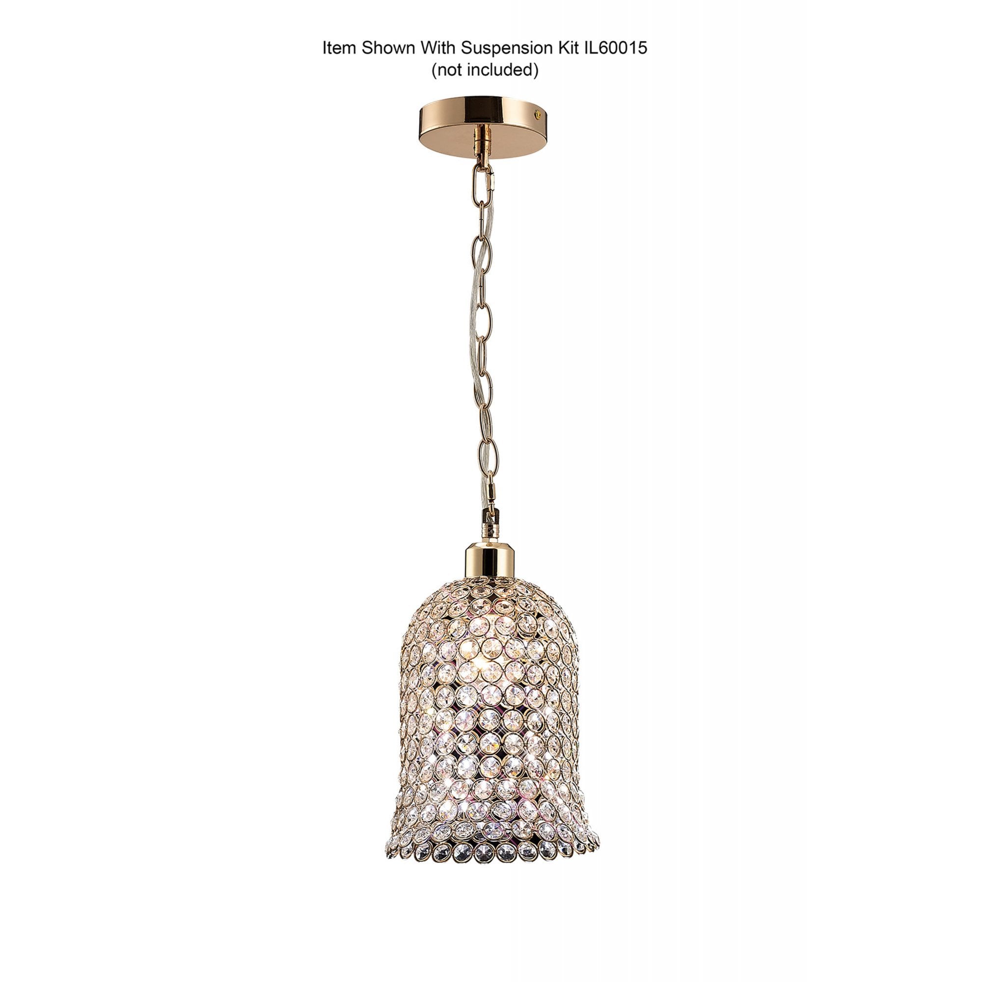 Diyas IL30760 Kudo Bell Shade - French Gold/Crystal - 19cm - Shade Only