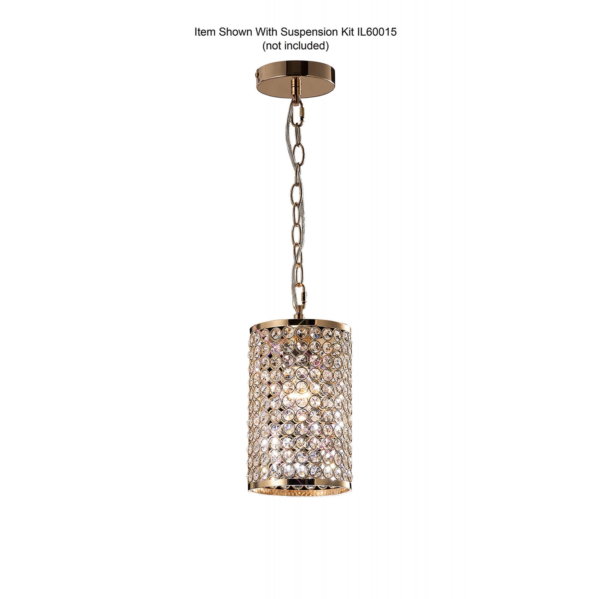 Diyas IL30761 Kudo Cylinder Shade - French Gold/Crystal - 15cm - Shade Only