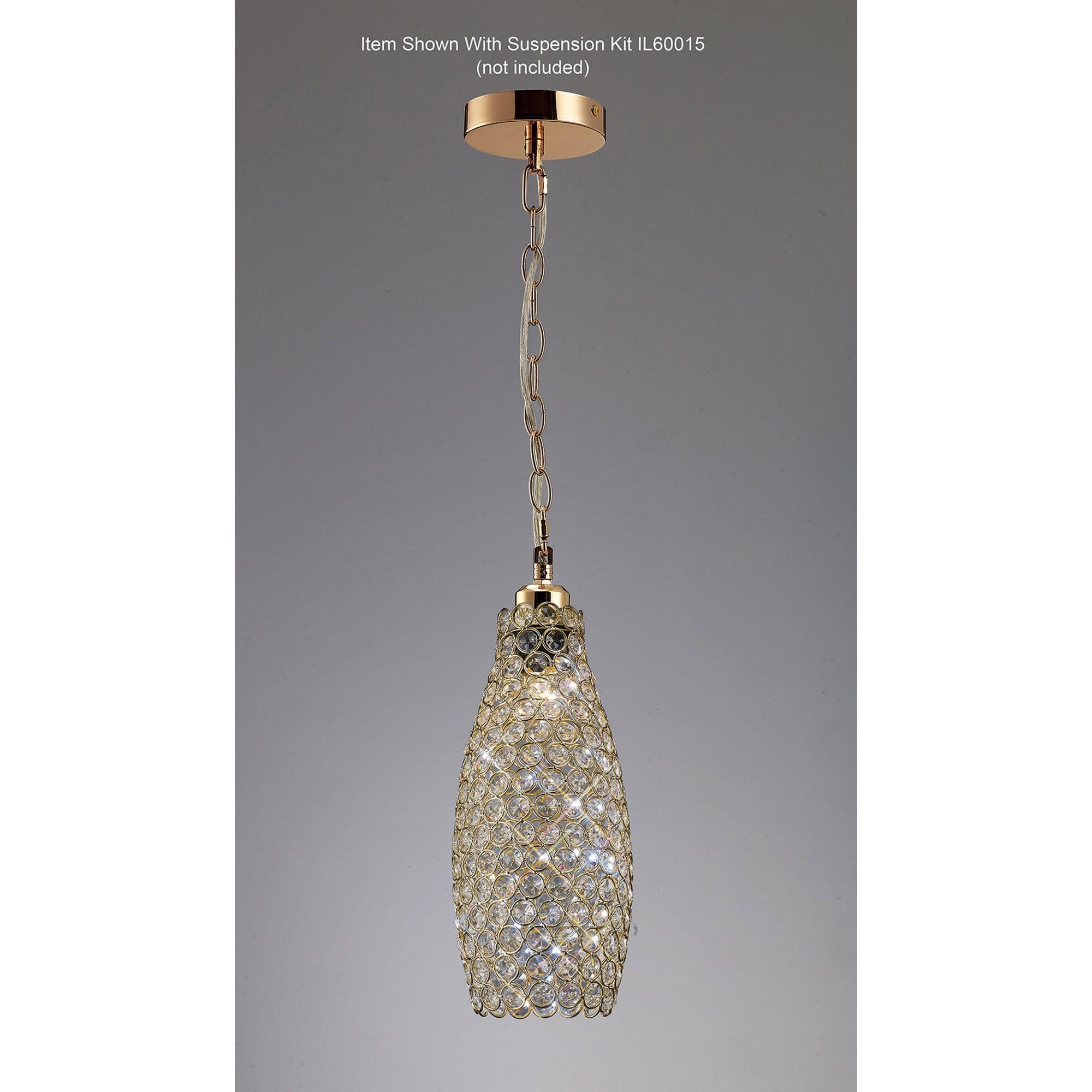 Diyas IL30767 Kudo Drum Shade - French Gold/Crystal - 13cm - Shade Only