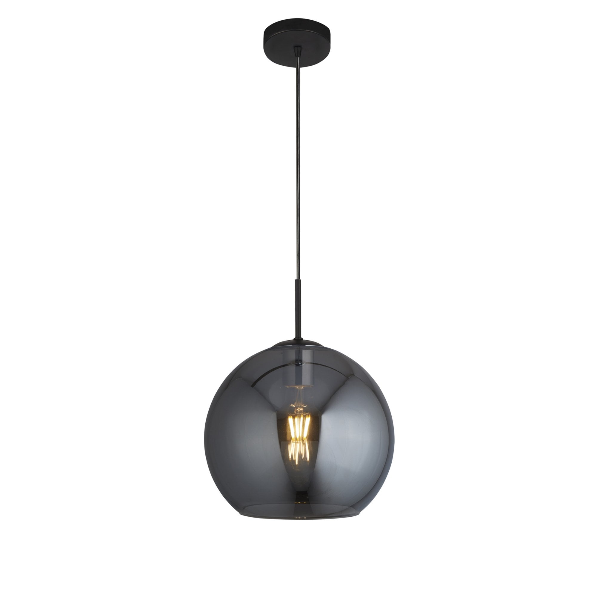 Searchlight Alma Ceiling Pendant - Matt Black & Smoked Glass