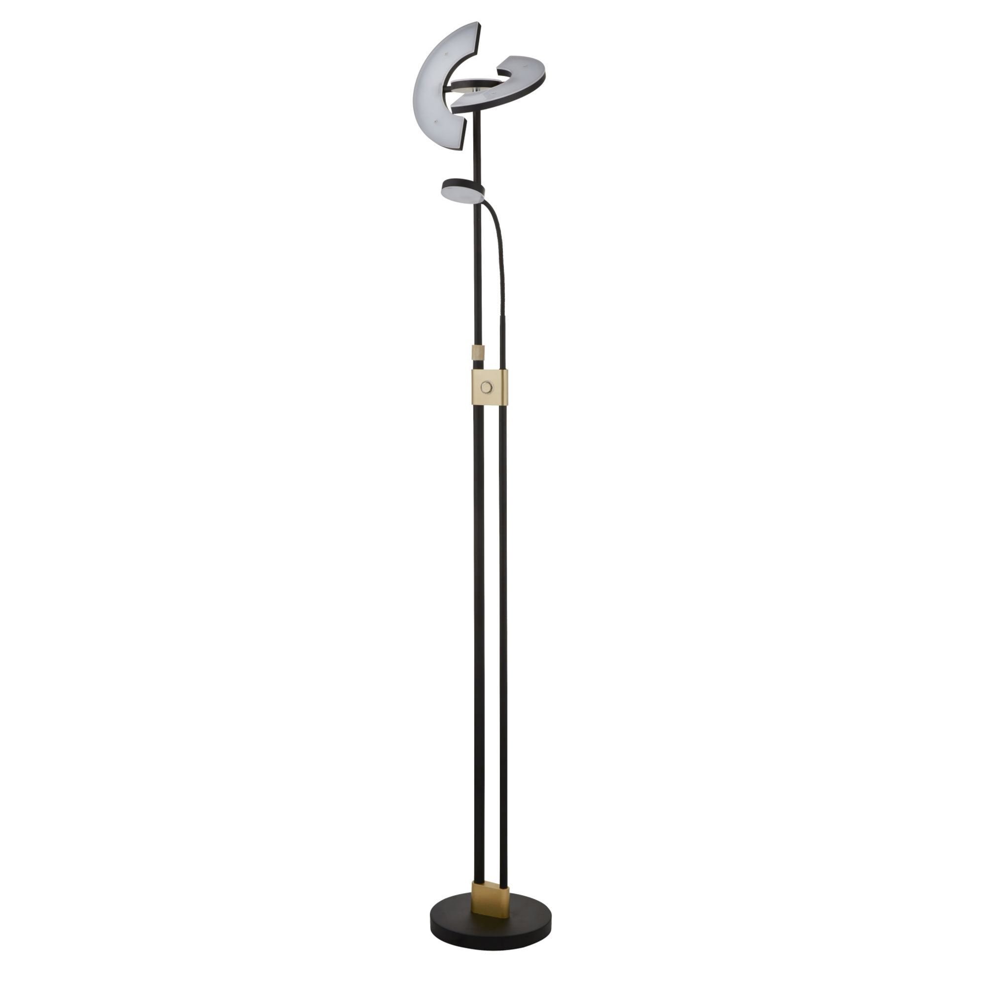 Searchlight Gaskell LED Mother & Child Floor Lamp - Satin Brass & Black