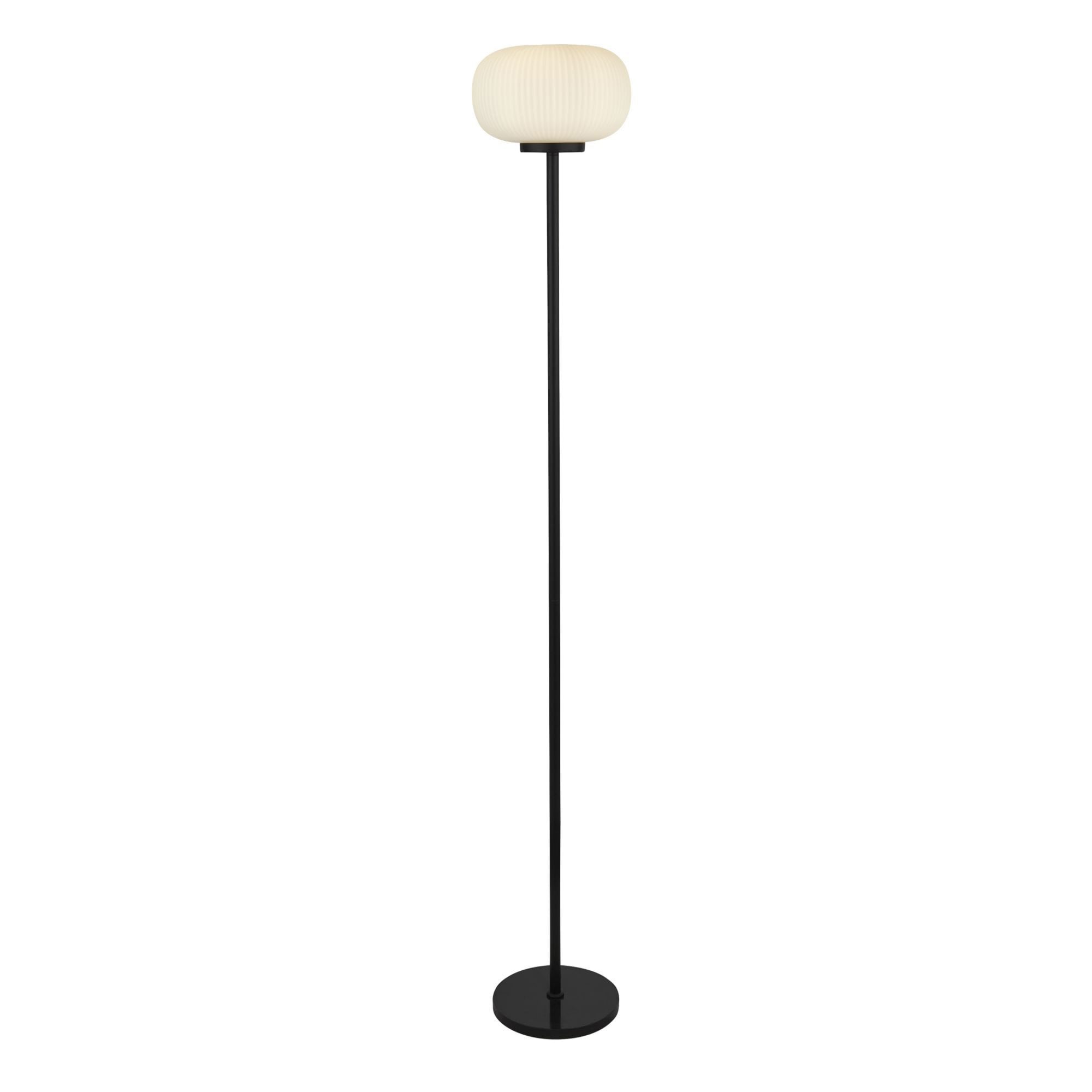 Searchlight Leopold Floor Lamp - Matt Black & Frosted Ribbed Glass
