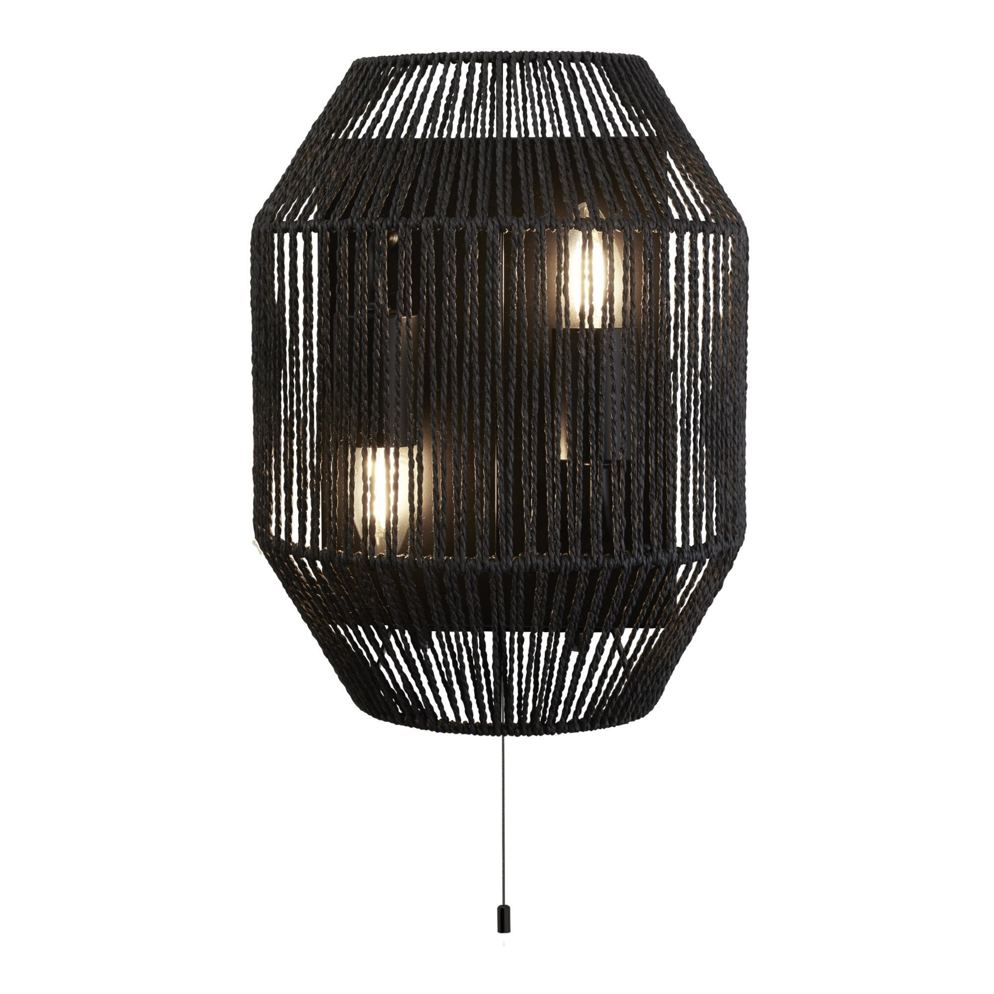 Searchlight Wyatt Wicker 2 Light Wall Light - Black Wyatt Wicker