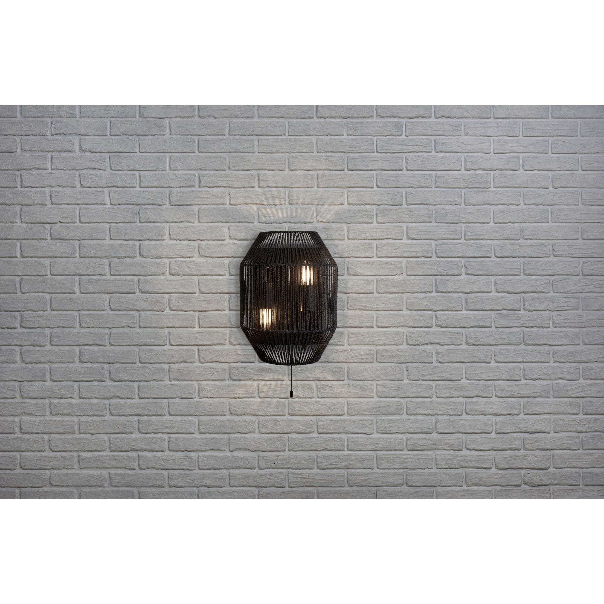 Searchlight Wyatt Wicker 2 Light Wall Light - Black Wyatt Wicker