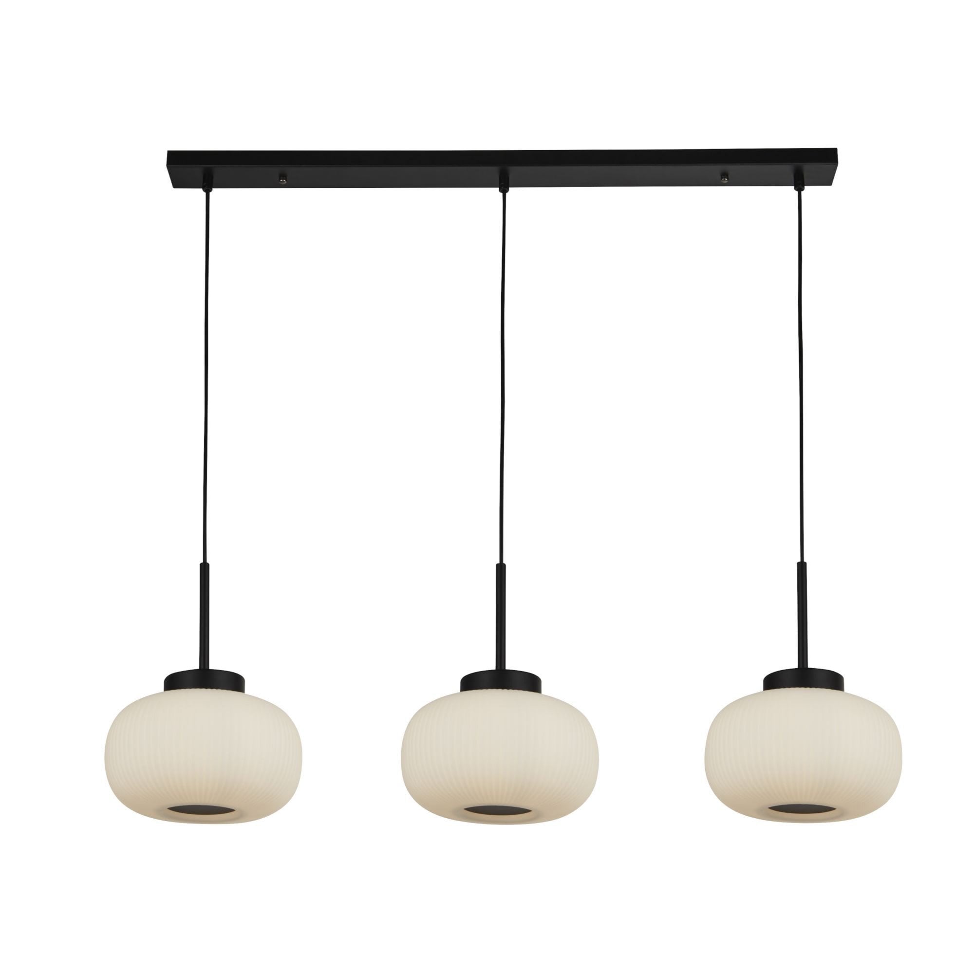 Searchlight Leopold 3 Light Bar Ceiling Pendant - Matt Black & Frosted Glass