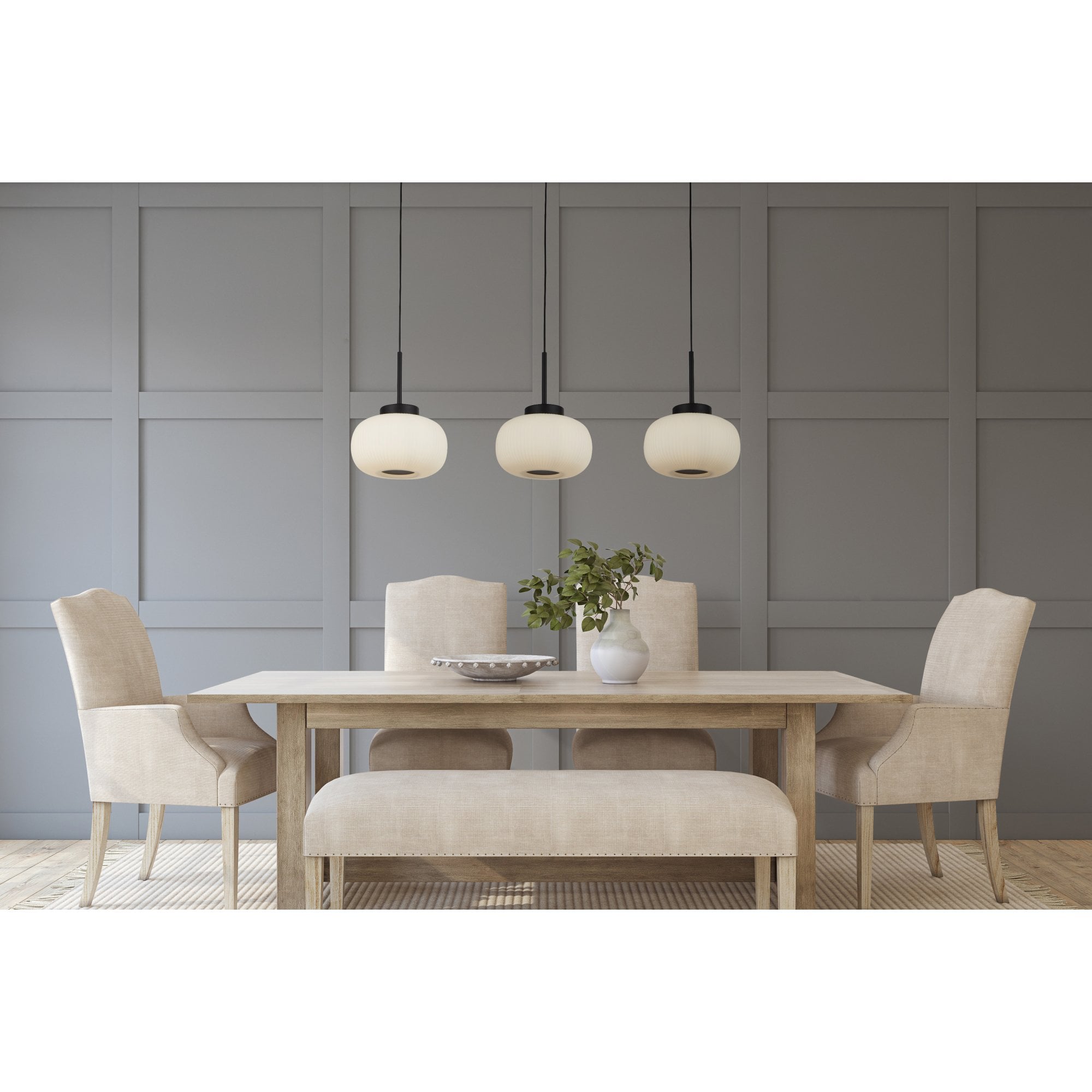 Searchlight Leopold 3 Light Bar Ceiling Pendant - Matt Black & Frosted Glass