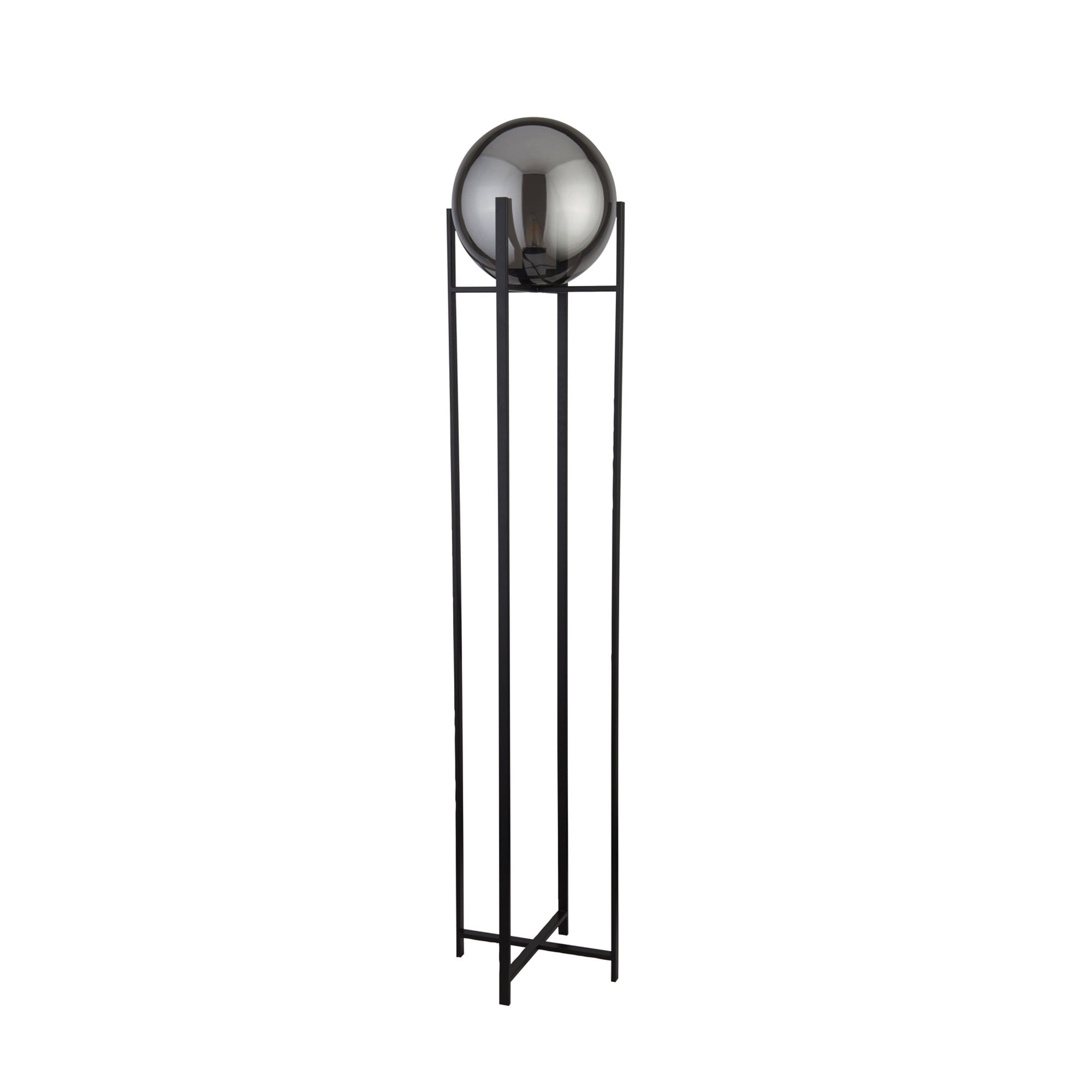 Searchlight Alma Floor Lamp - Matt Black & Smoked Glass
