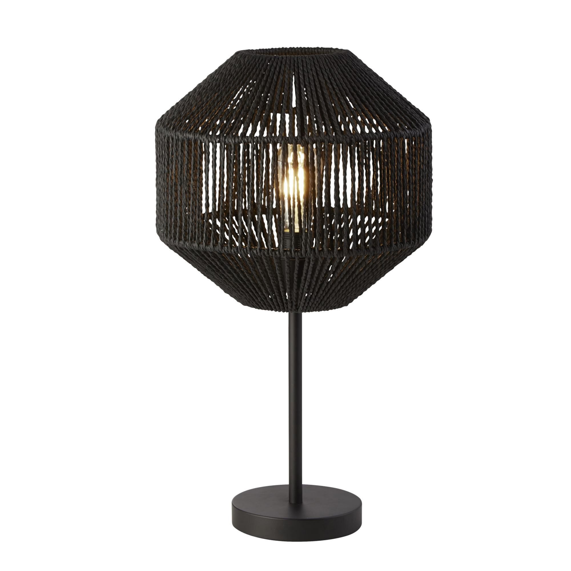 Searchlight Wyatt Wicker Table Lamp - Black Wyatt Wicker