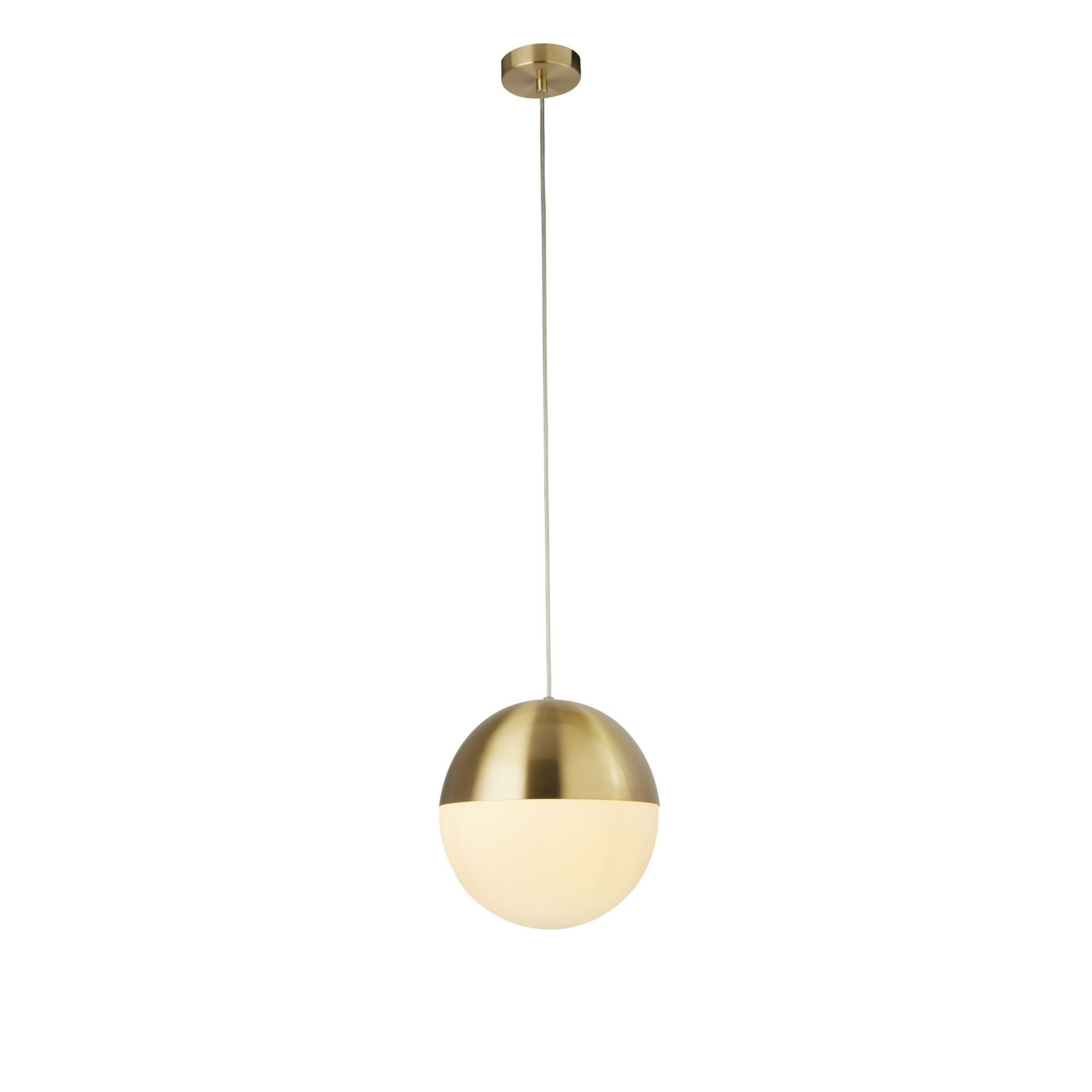 Searchlight Edmond Ceiling Pendant - Satin Brass & Opal Glass