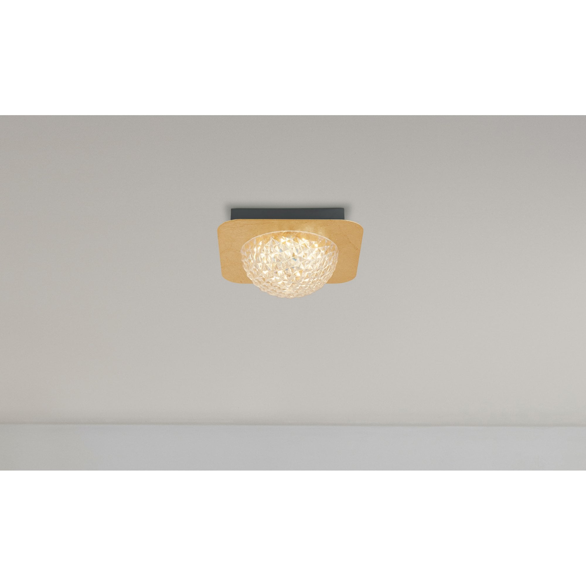 Searchlight Cambria LED Flush - Gold Leaf & Clear Acrylic