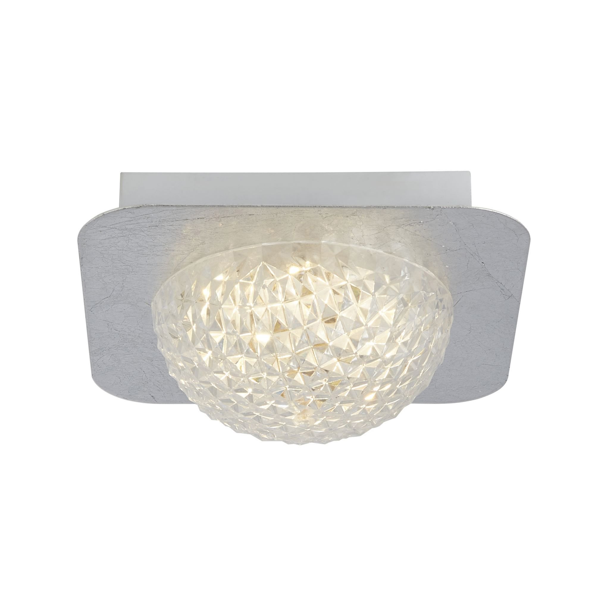 Searchlight Cambria LED Flush - Silver Leaf & Clear Acrylic