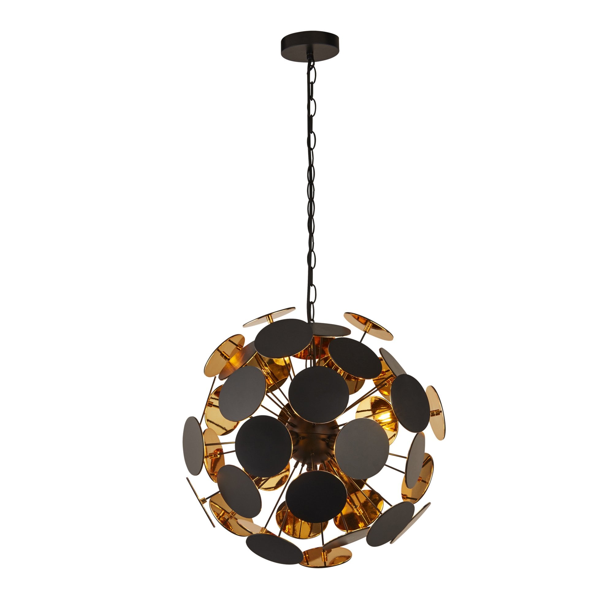 Searchlight Darnley 4 Light Ceiling Pendant - Matt Black & Gold