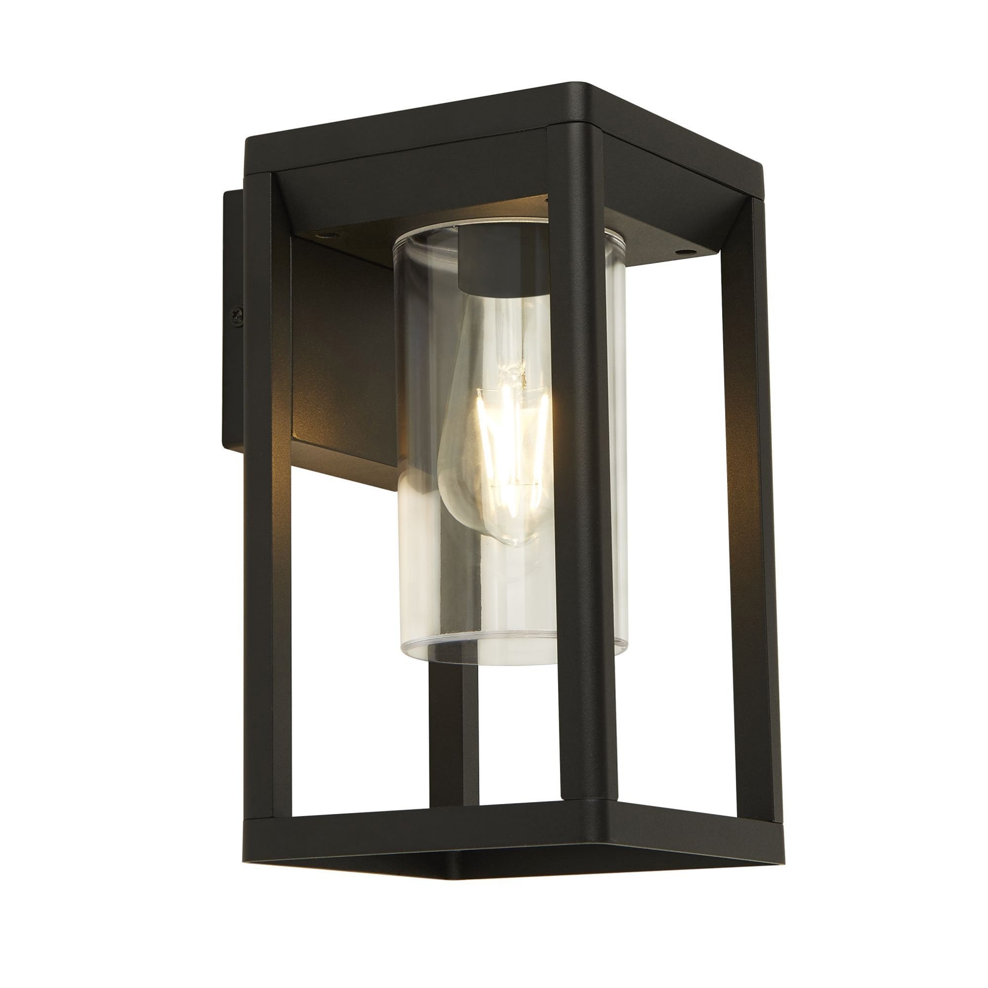 Searchlight Aubery Outdoor Wall Light - Matt Black with Clear Diffuser