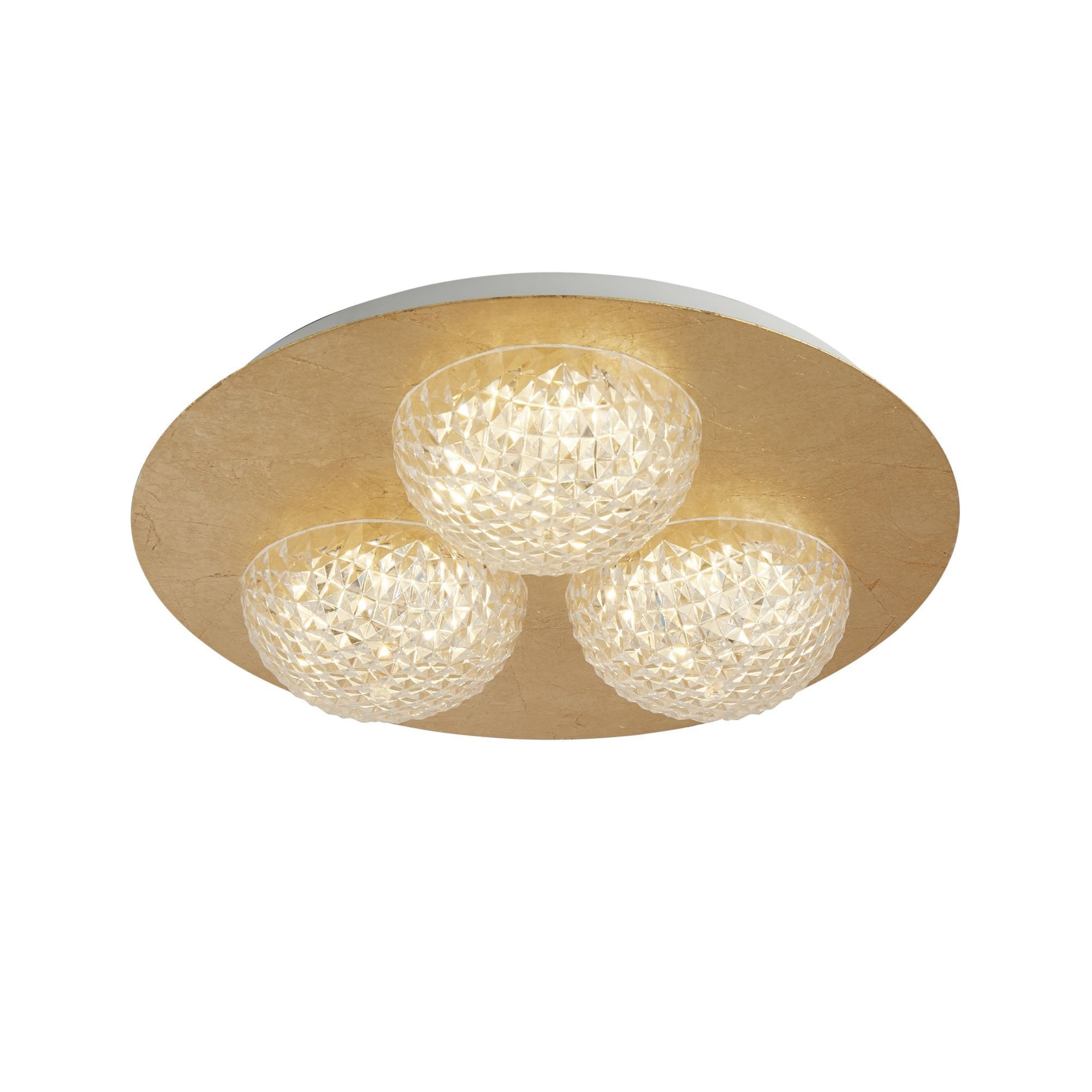 Searchlight Cambria LED 3 Light Flush - Gold Leaf & Clear Acrylic