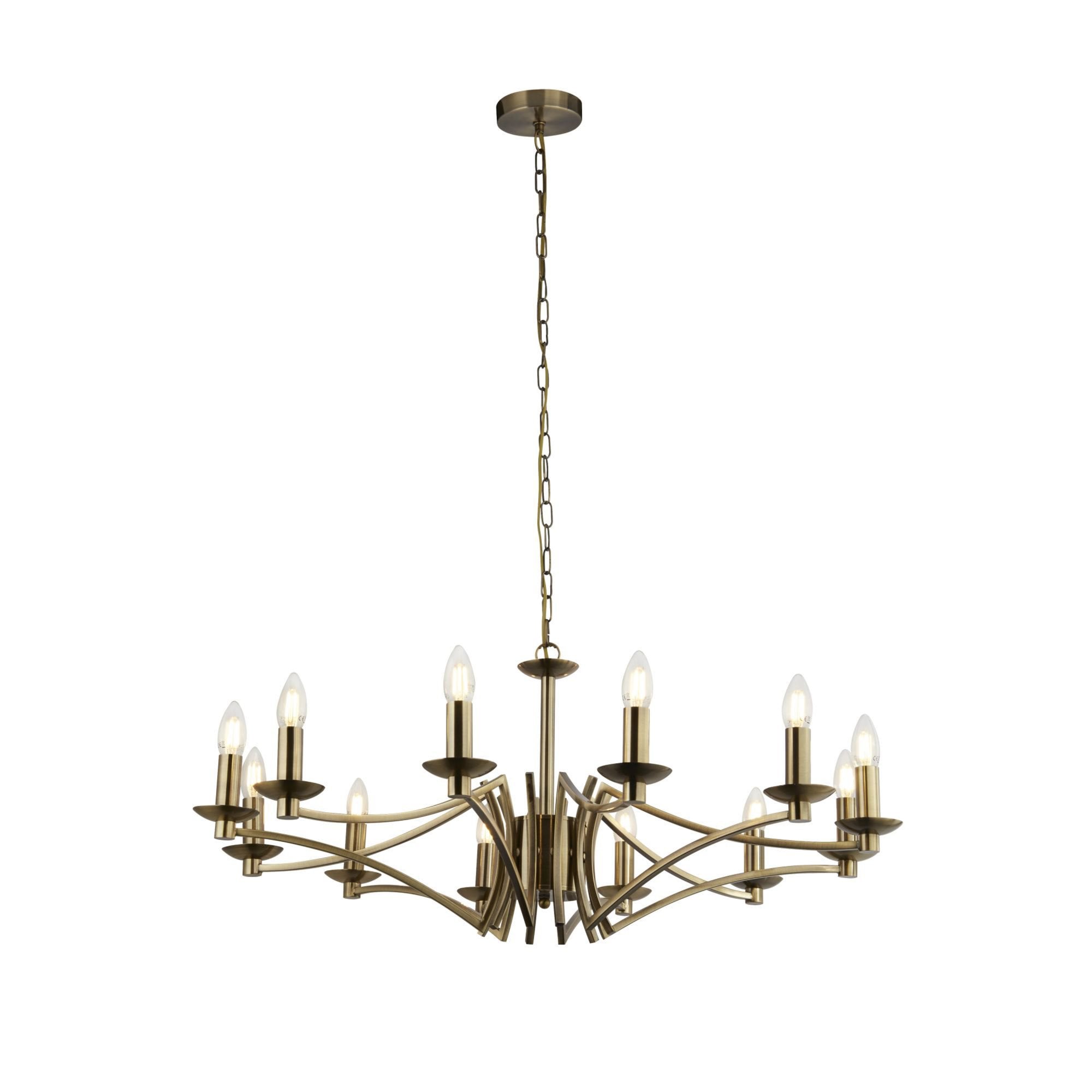 Searchlight Arley 12 Light Ceiling Pendant - Antique Brass
