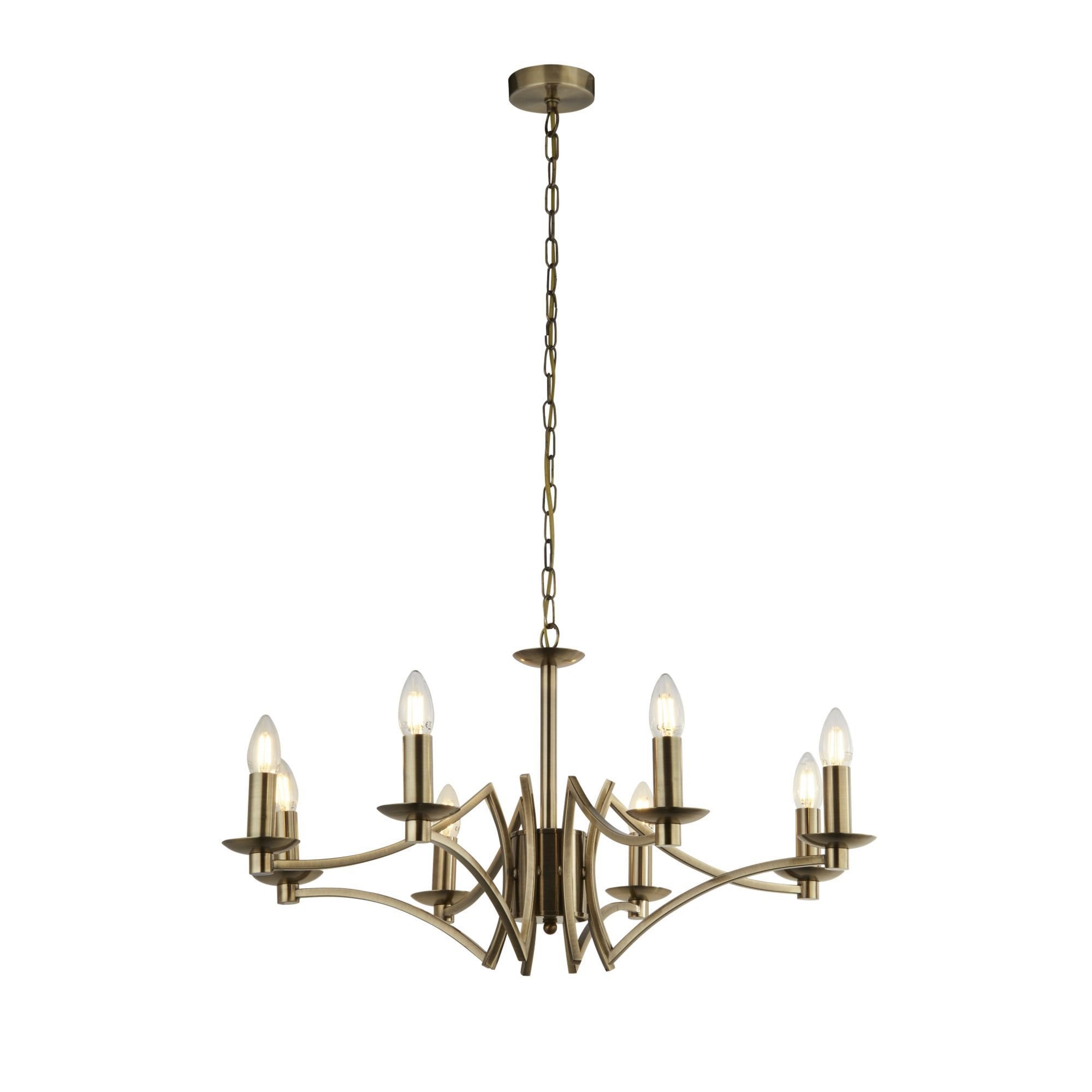 Searchlight Arley 8 Light Ceiling Pendant - Antique Brass