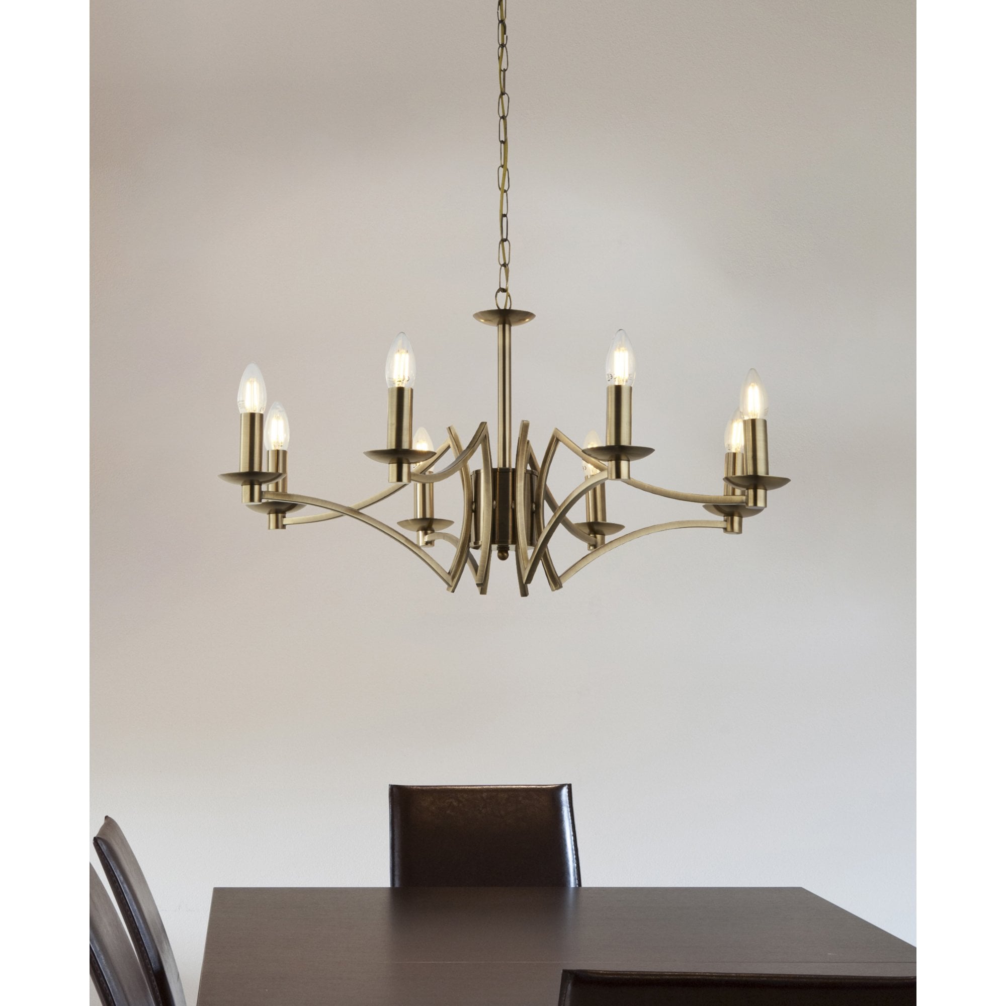 Searchlight Arley 8 Light Ceiling Pendant - Antique Brass