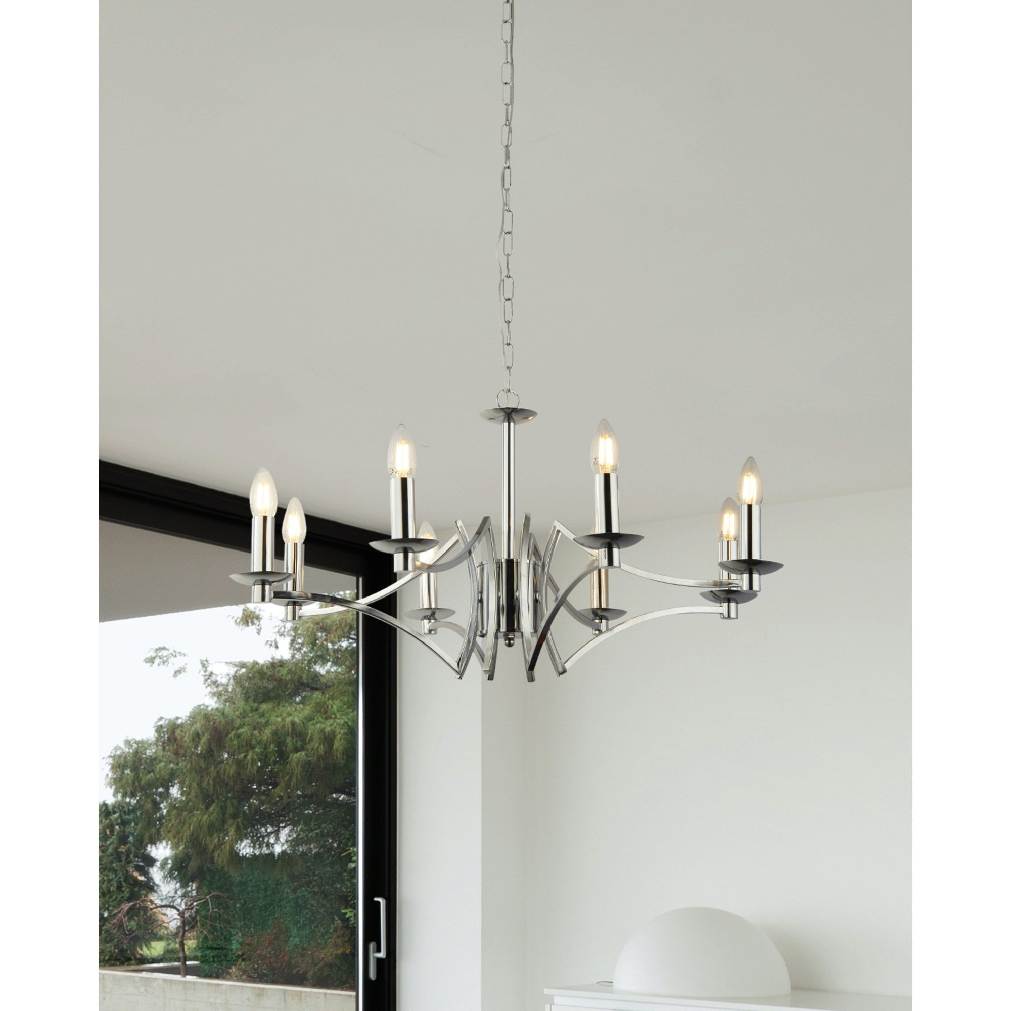 Searchlight Arley 8 Light Ceiling Pendant - Chrome