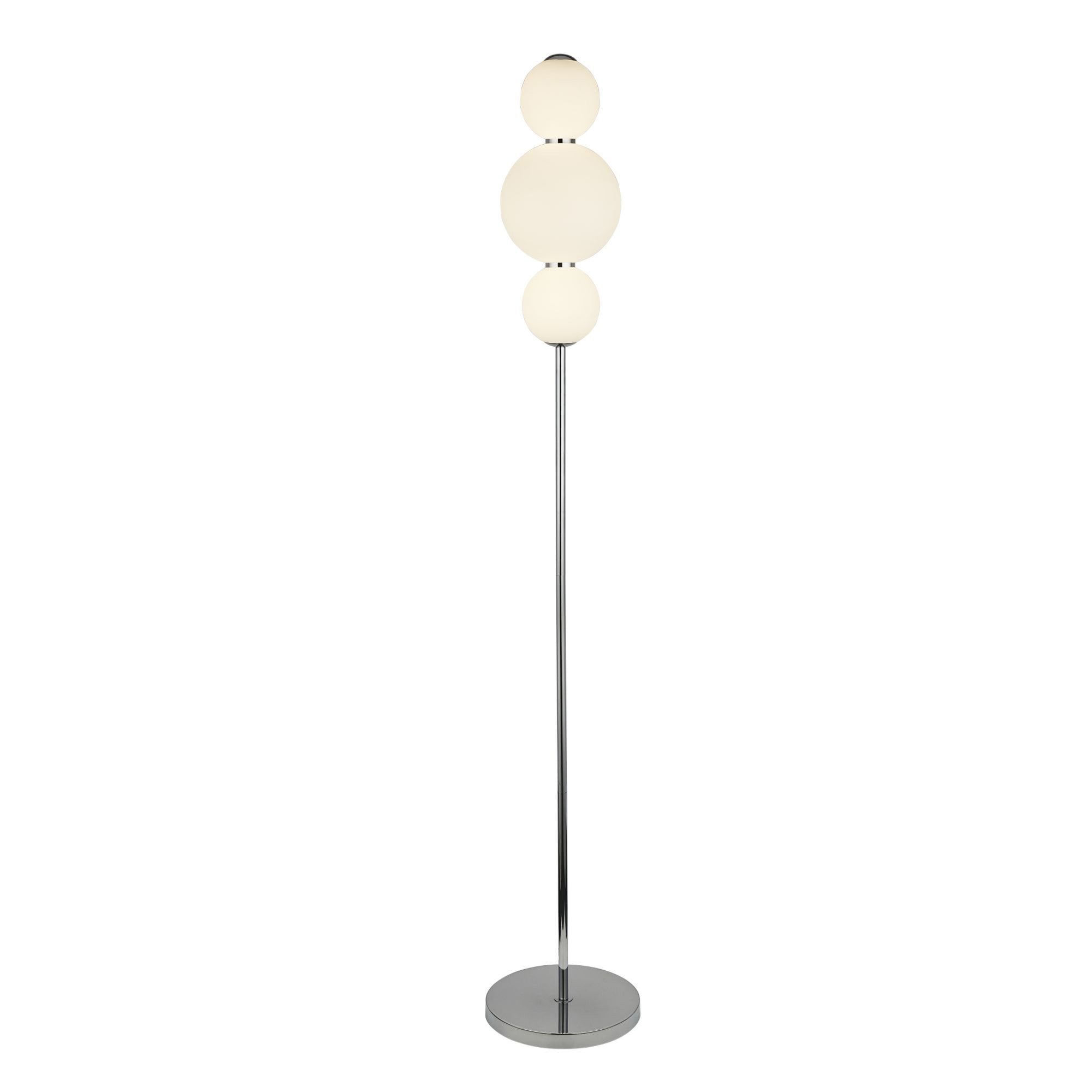 Searchlight Slater 3 Light Floor Lamp - Chrome & Opal Glass