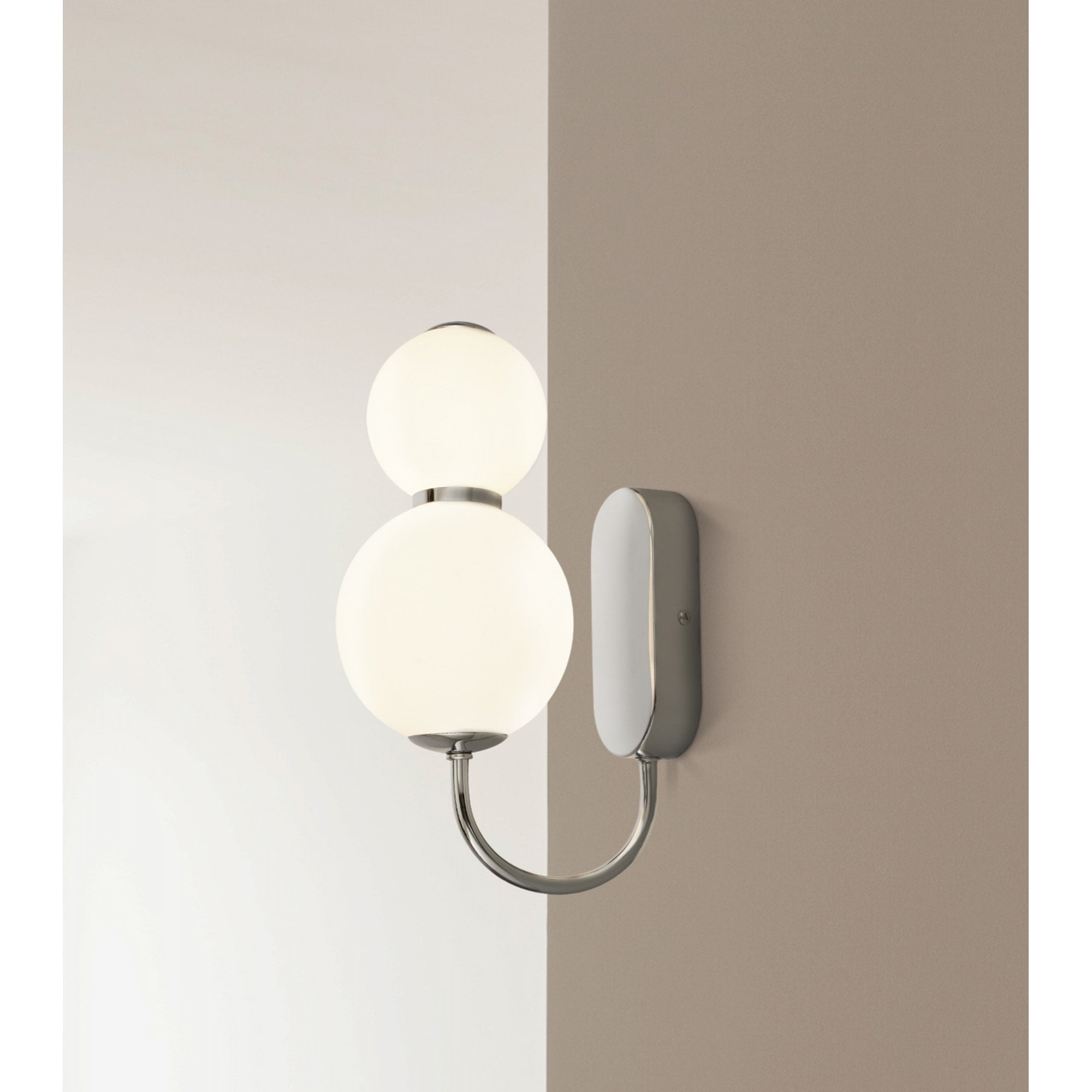 Searchlight Slater 2 Light Wall Light - Chrome & Opal Glass