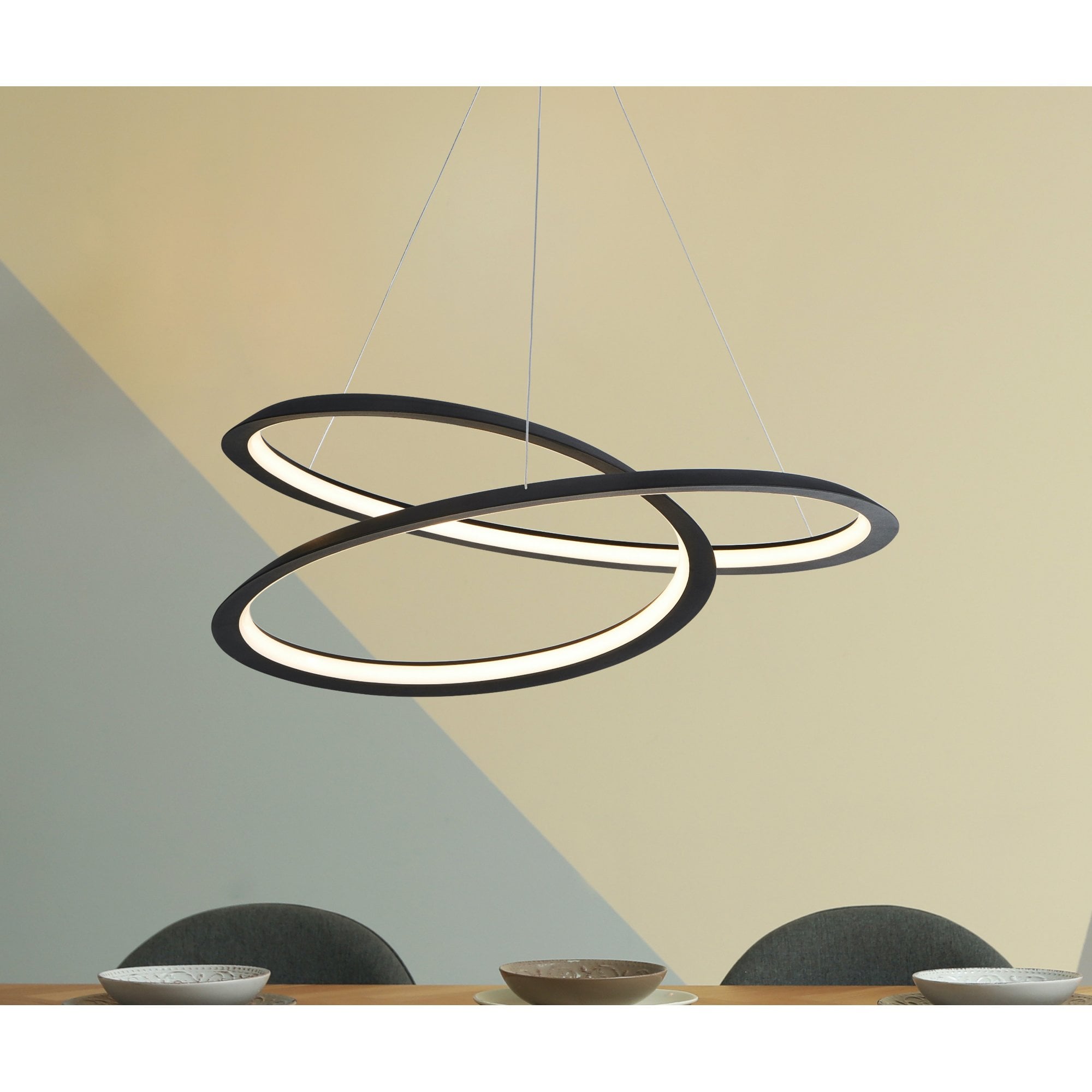 Searchlight Talton II LED Ceiling Pendant - Sand Black & Opal