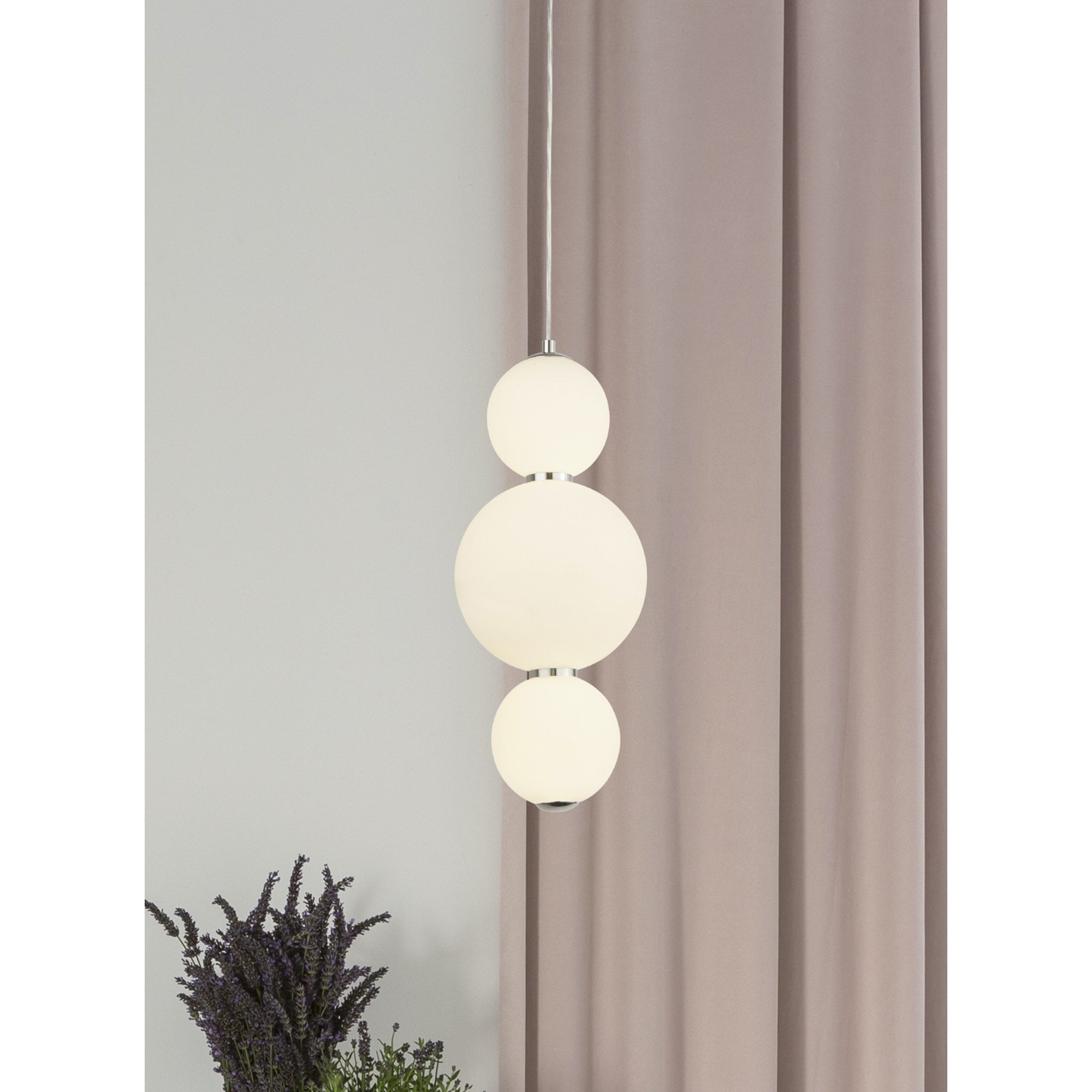 Searchlight Slater 3 Light Ceiling Pendant - Chrome & Opal Glass