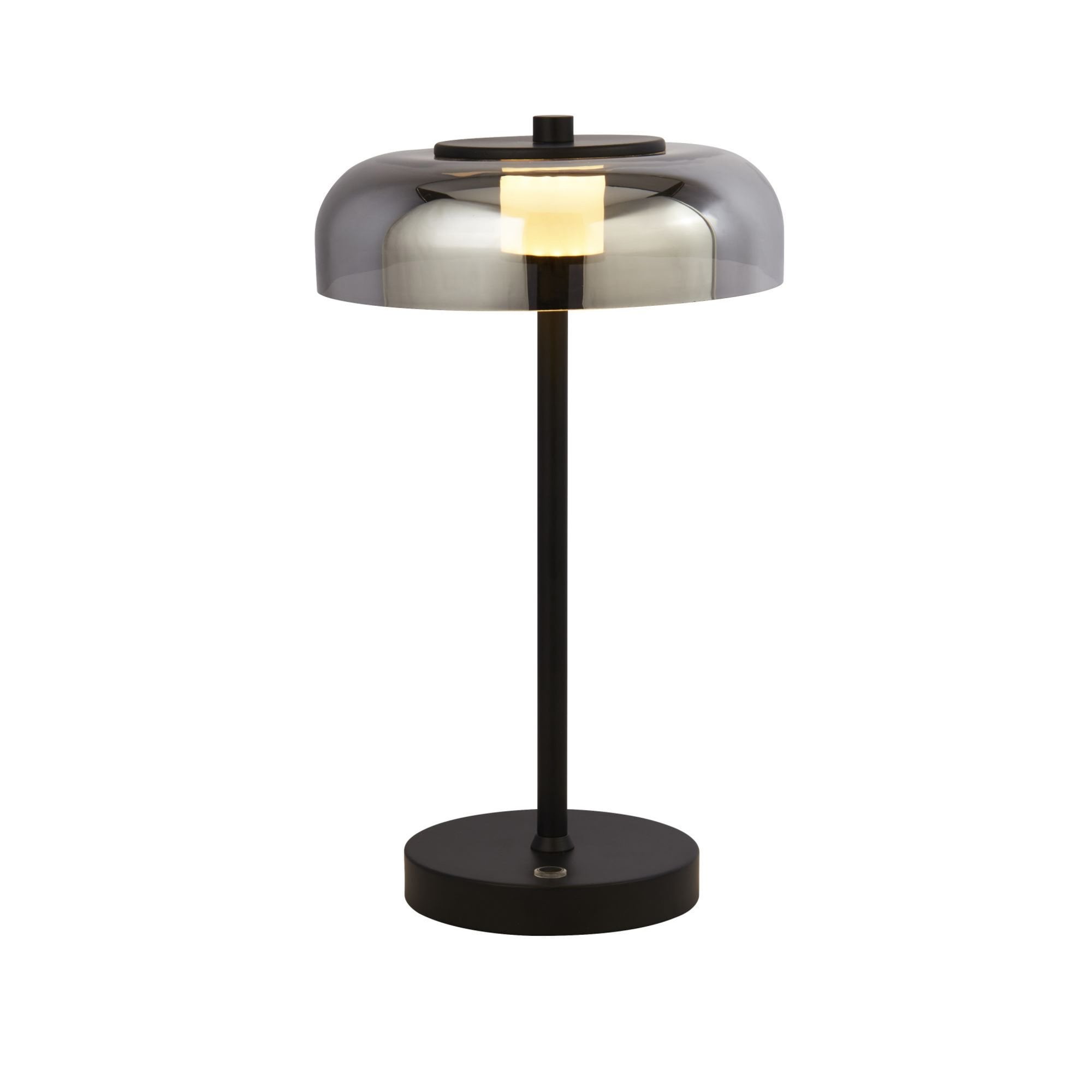 Searchlight Fir LED Table Lamp - Matt Black & Smoked Glass