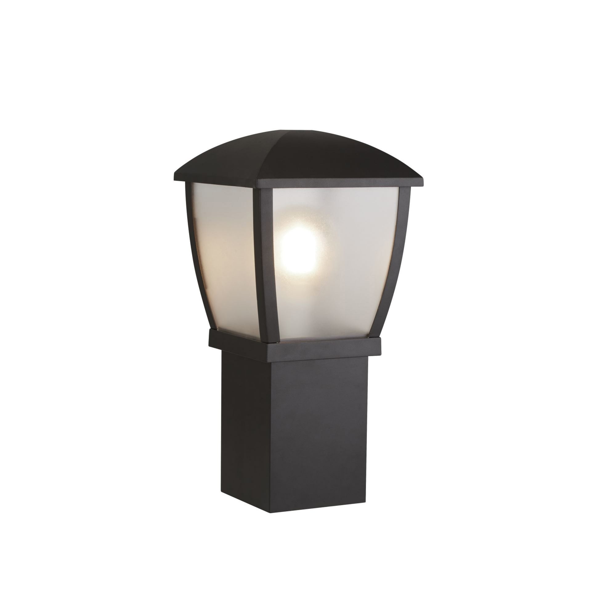 Searchlight Sefton 450mm Outdoor Post - Black & Clear Frosted Panels - IP44